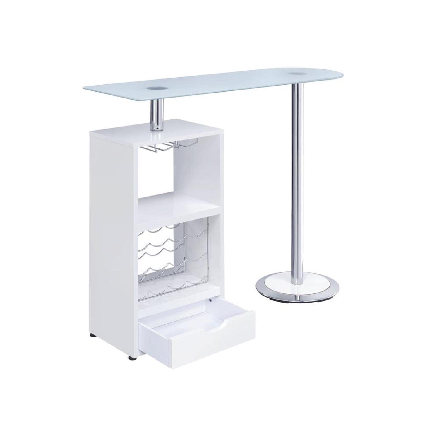 White Coaster Furniture Bar Table with Wine Storage - Perfect for Home Bars, Dining Rooms & Entertaining Spaces