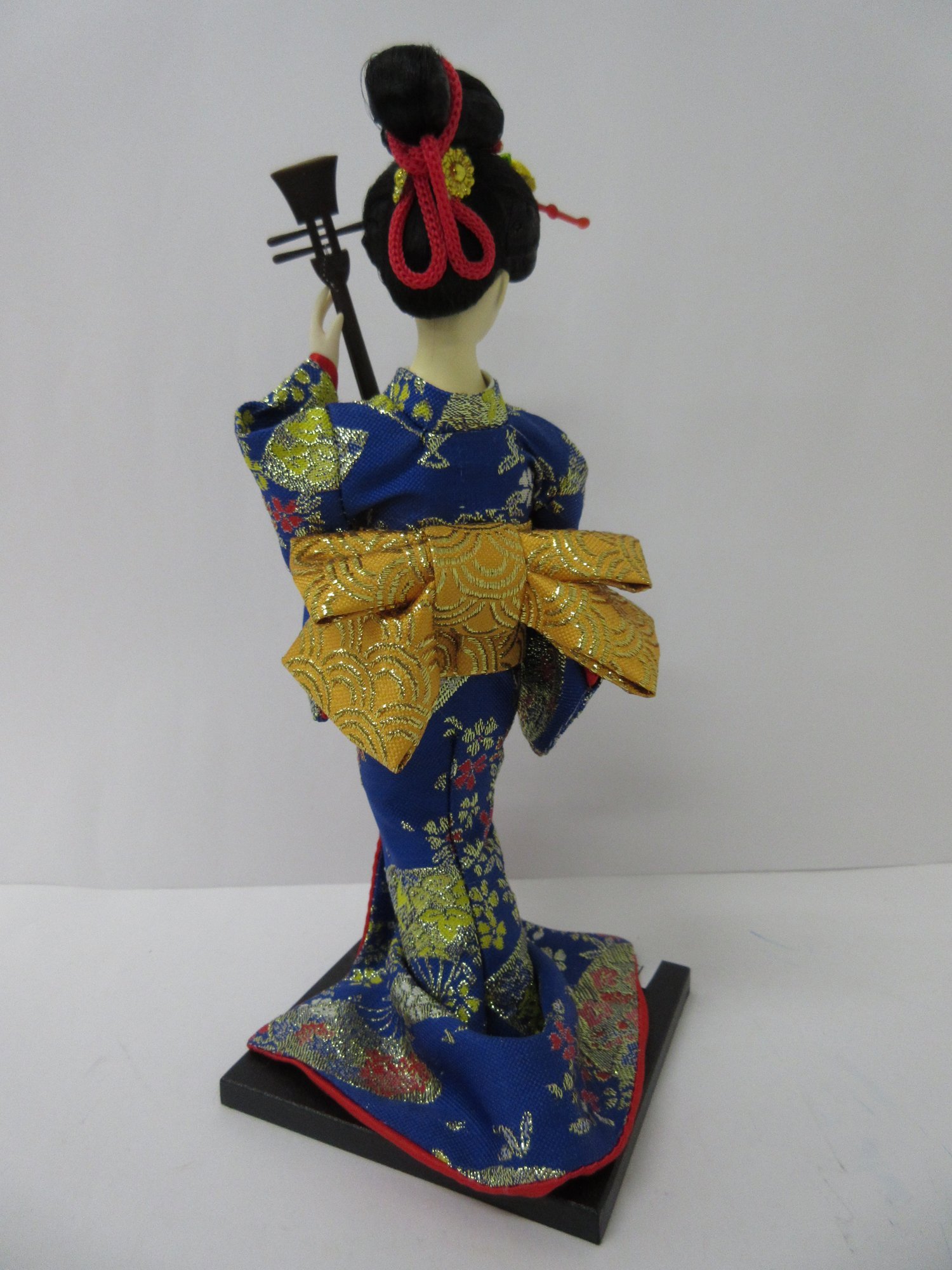 9 Inch Traditional Japanese Kimono Doll with Shamisen - Handmade Hina Matsuri Decoration for Home & Office Display