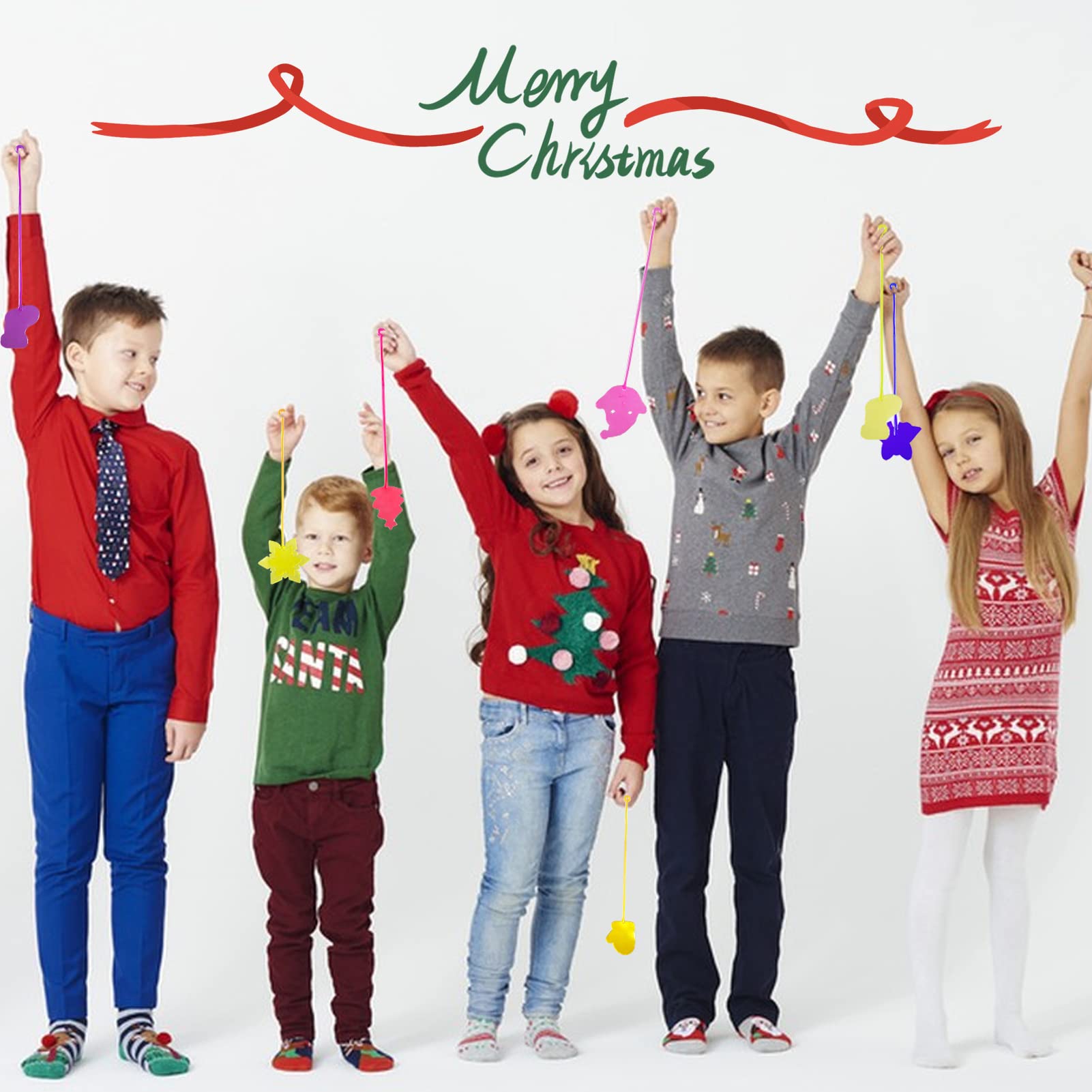 42 Pcs Christmas Sticky Hands Toys for Kids - Stretchy Party Favors, Stocking Stuffers & Holiday Gifts for Boys & Girls | Perfect for Christmas Parties, Classroom Rewards & Holiday Fun