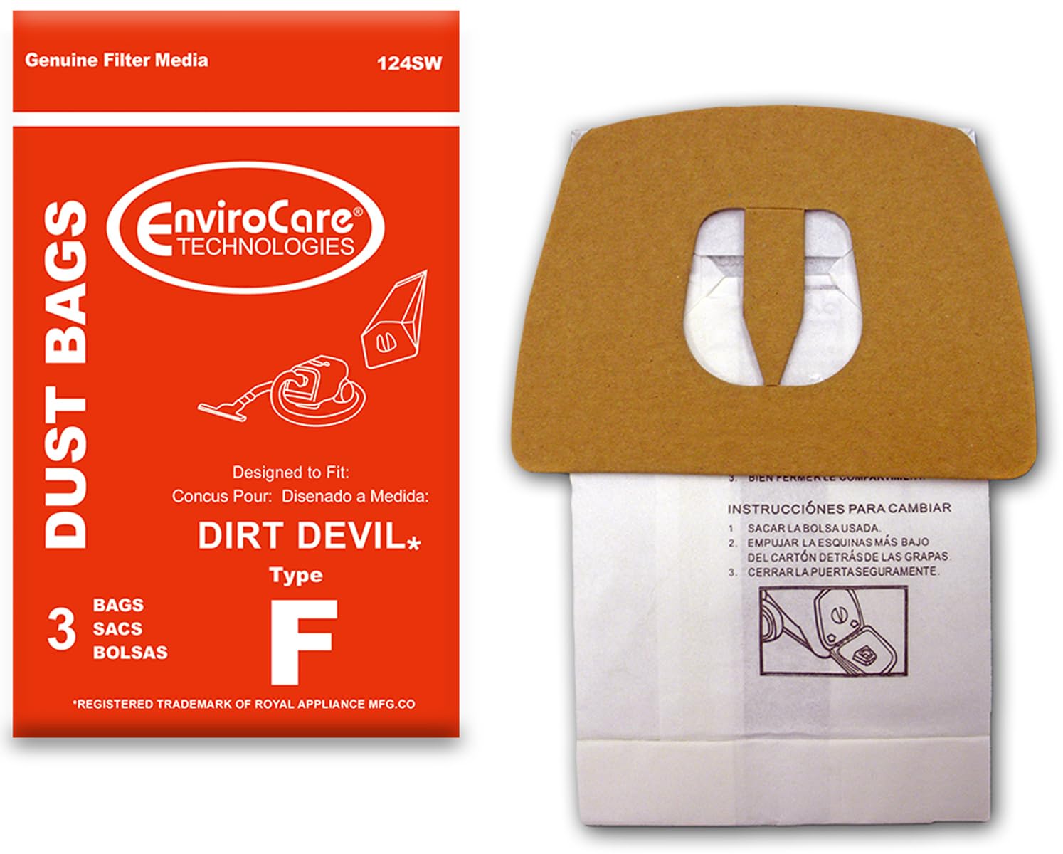 EnviroCare Replacement Vacuum Bags - Compatible with Royal Dirt Devil Canister Type F (3-Pack) | HEPA Filter for Dust Mite & Allergen Removal | Perfect for Home Cleaning & Pet Hair Control