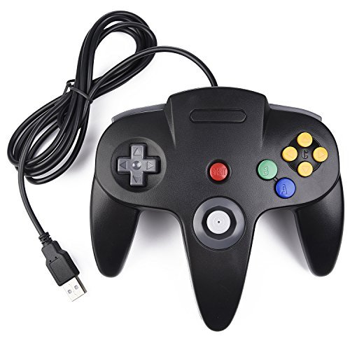 SAFFUN Classic N64 USB Wired Controller - Compatible with Windows PC, MAC, Linux, Raspberry Pi 3, Genesis Higan - Retro Gaming Joystick for Nintendo 64 Emulators (Black) | Perfect for Classic Game Nights & Nostalgic Gaming Sessions