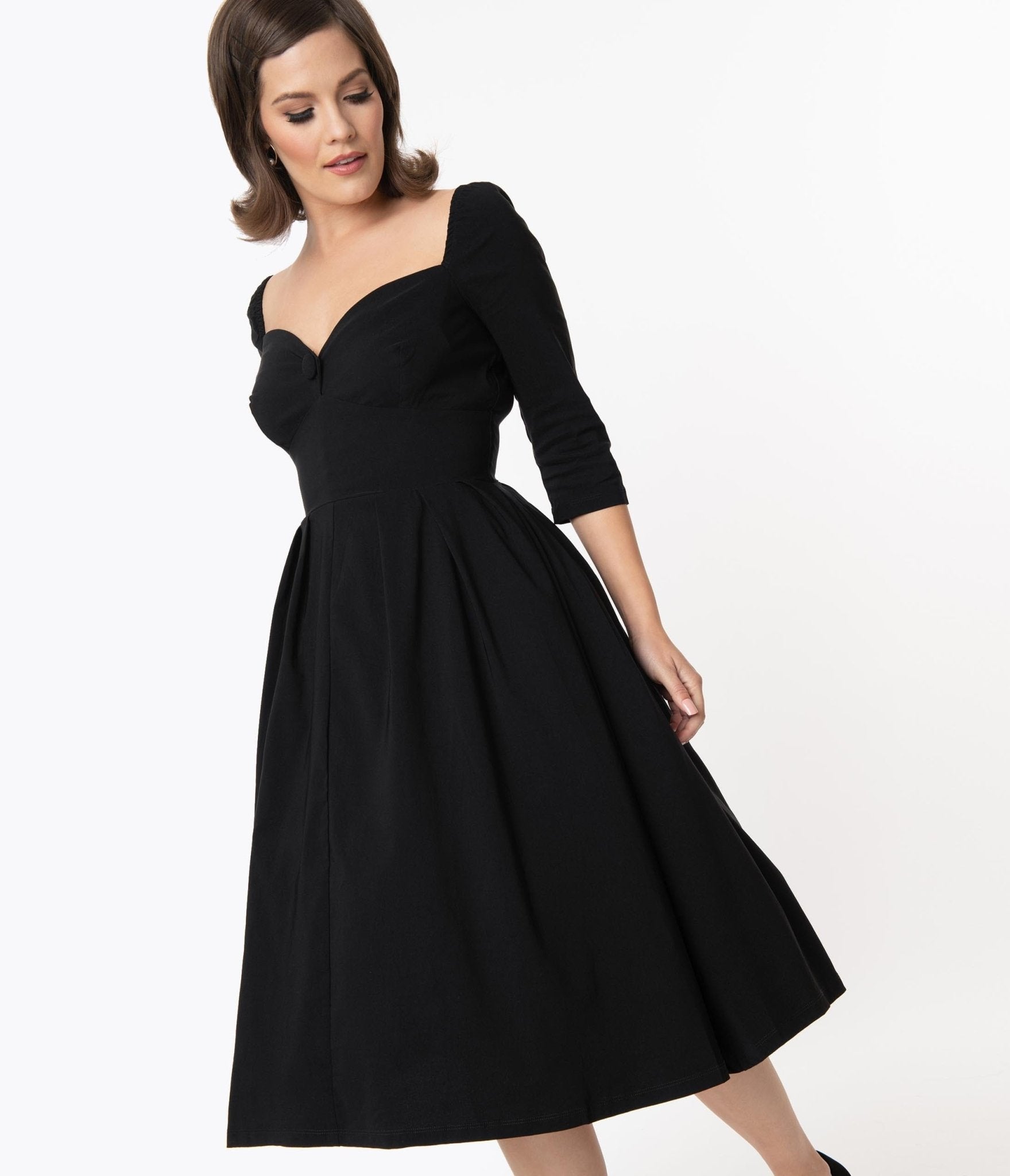 Vintage 1950s Black Sweetheart Lamar Swing Dress - Retro 50s Style Party Dress for Women, Perfect for Swing Dancing, Cocktail Parties & Vintage Themed Events