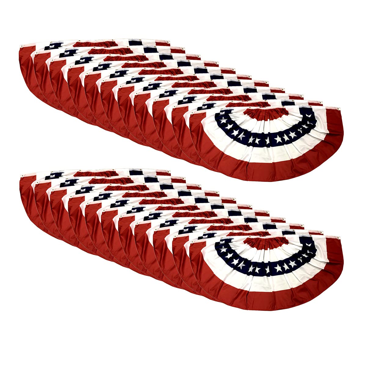 3x6 Feet USA Pleated Fan Flag - Patriotic Stars & Stripes Bunting with Fade-Resistant Colors, Canvas Header & Brass Grommets - Perfect for 4th of July, Memorial Day & Outdoor Decor (20 Pack)