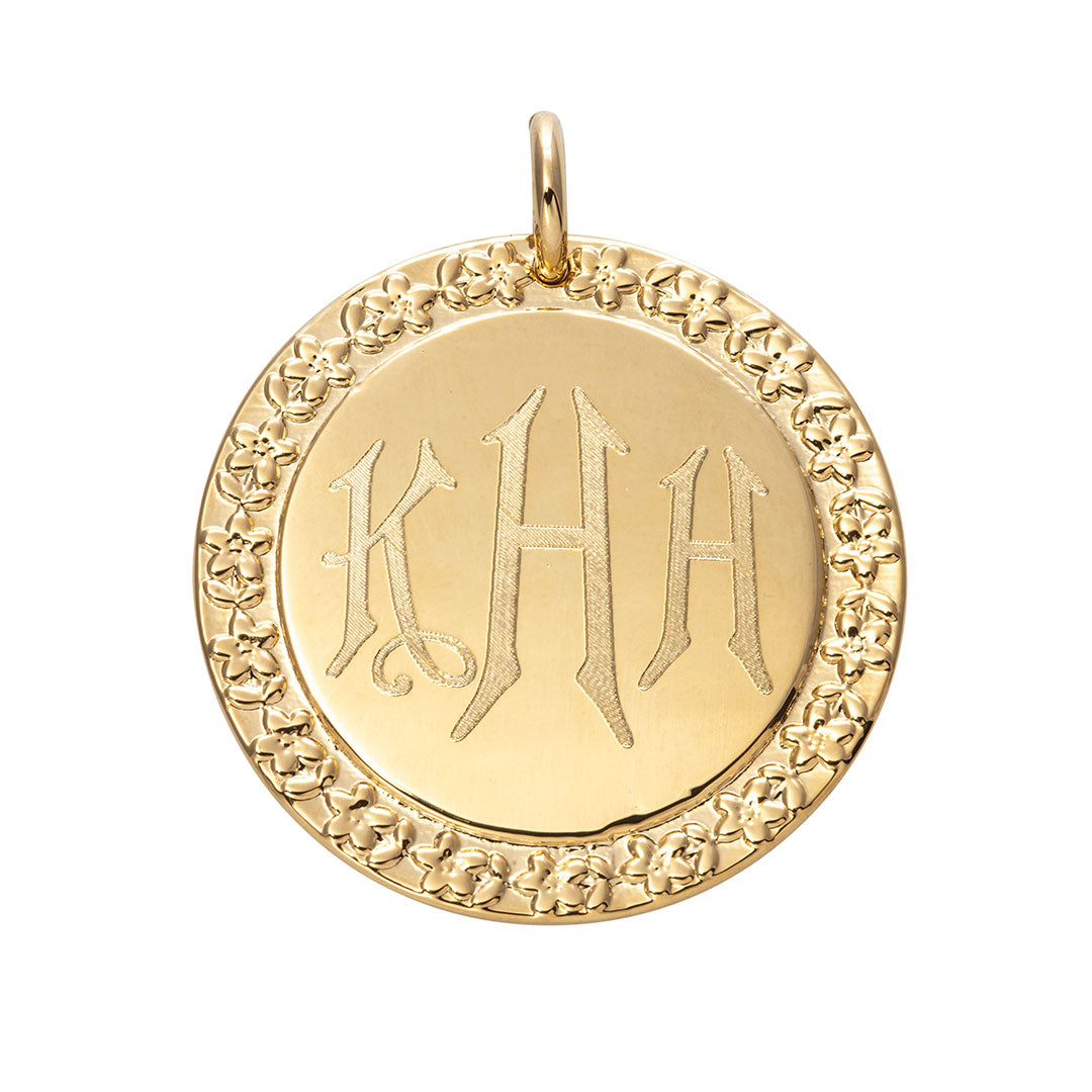 Goldbug Collection Forget Me Not Large Disc Pendant Necklace - Elegant Floral Jewelry for Women - Perfect for Weddings, Anniversaries & Special Occasions