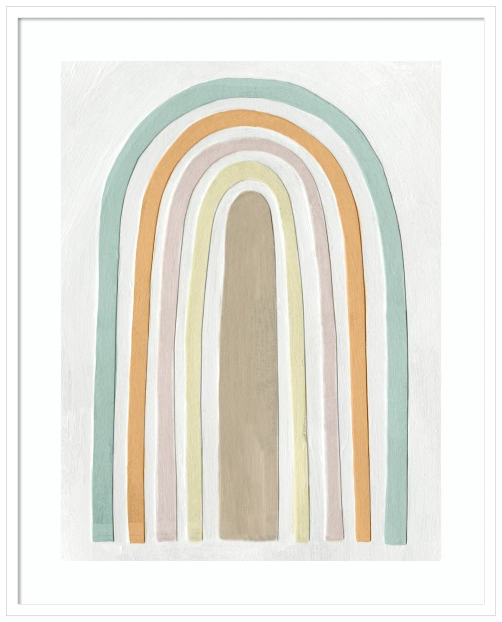 Emma Scarvey Arco Colori I Wood Framed Wall Art Print - 33x41 Inches, Svelte White Frame - Large Modern Canvas Painting for Living Room, Bedroom & Office Decor