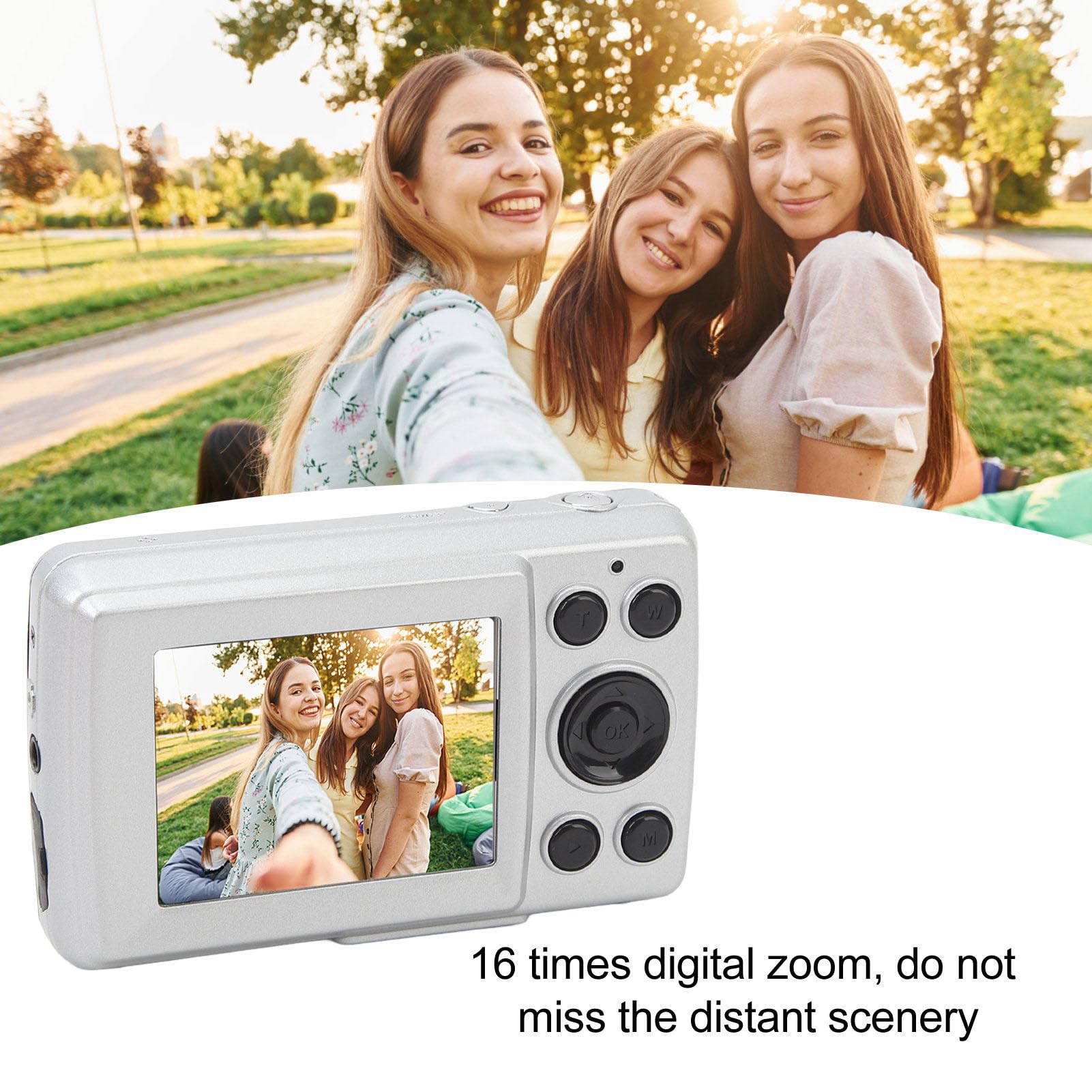 16MP Digital Camera with 16X Zoom & 1080P - Portable for Travel Photography