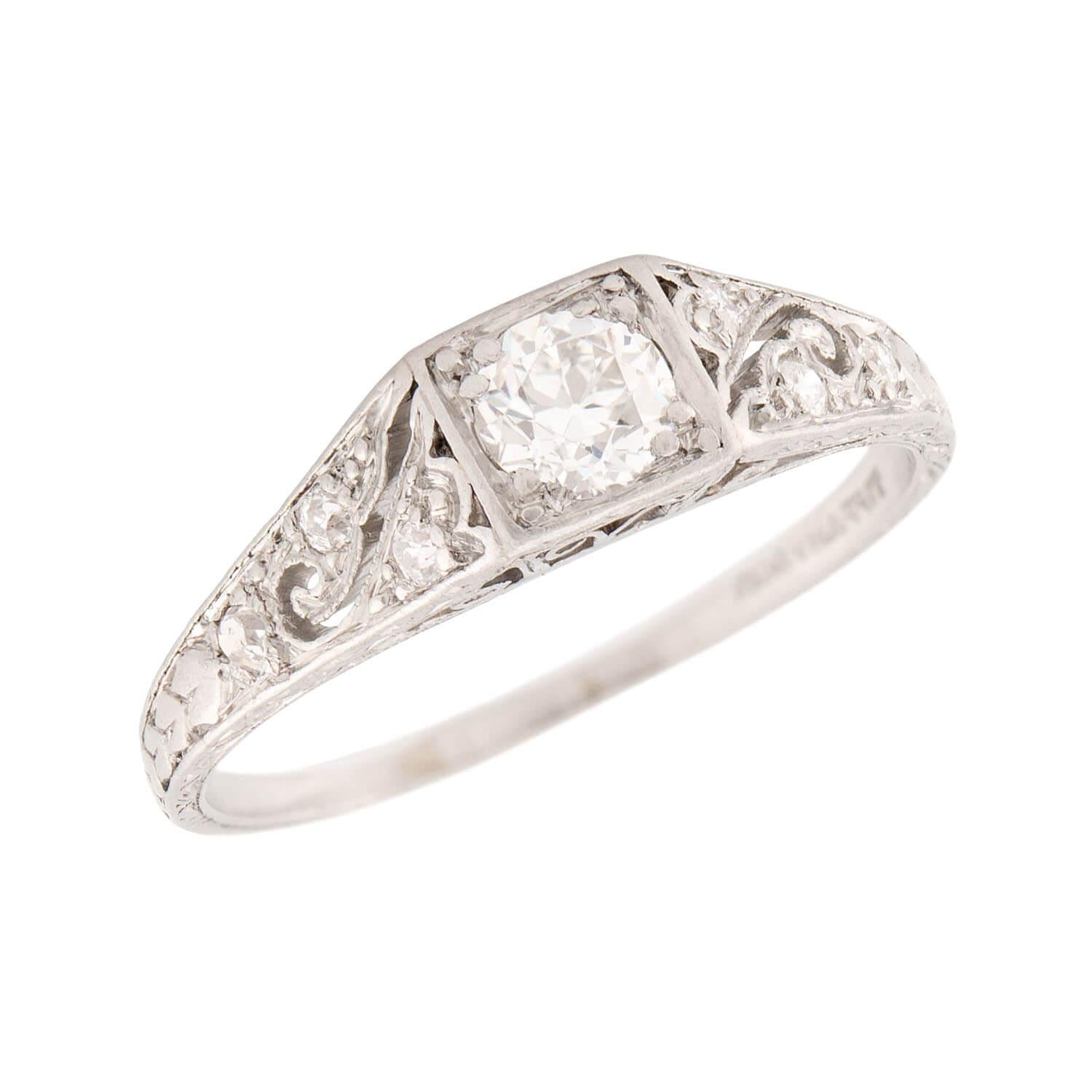 Tiffany & Co Art Deco Platinum Diamond Ring - Vintage Engagement Ring for Women, Wedding Band, Anniversary Gift, Luxury Jewelry for Special Occasions
