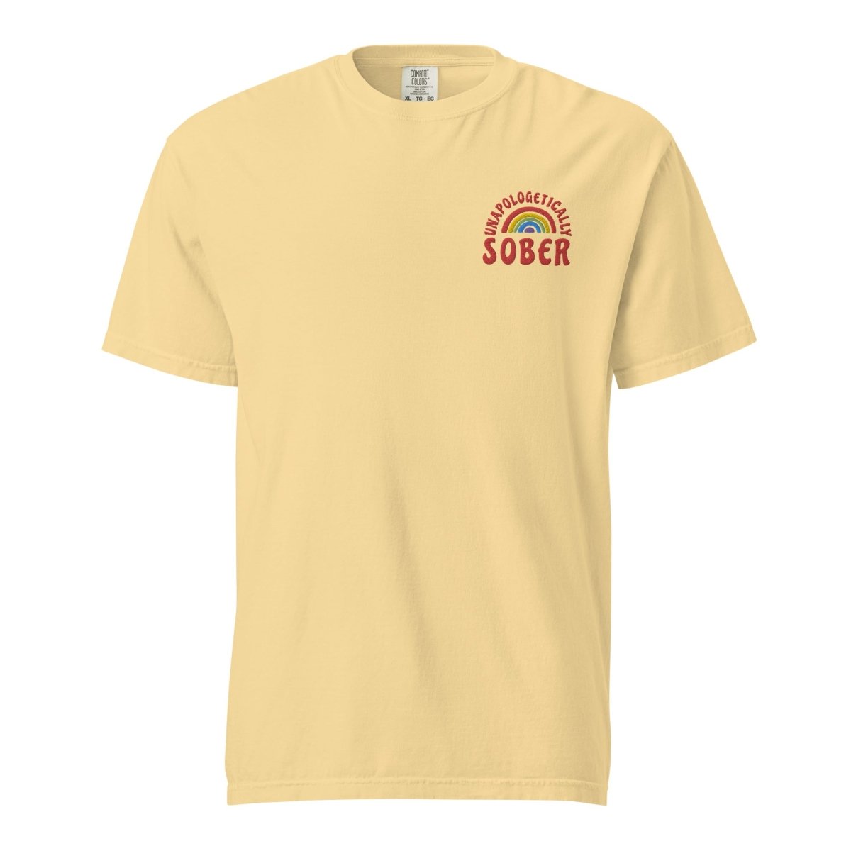 Unapologetically Sober Embroidered Unisex Heavyweight Cotton T-Shirt - Perfect for Sober Living, Recovery Support & Addiction Awareness Events
