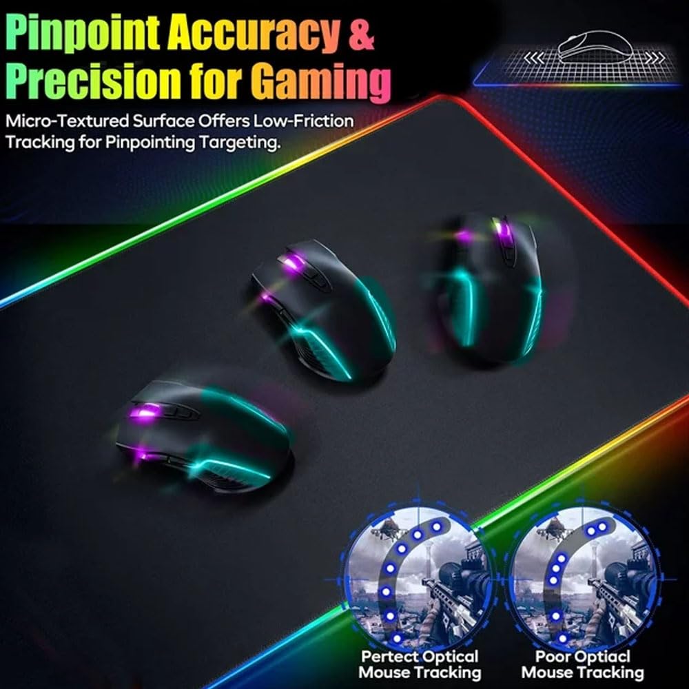 15W Wireless Charging RGB Gaming Mouse Pad - 800x300x4mm Fast Charging, Ultra-Smooth Surface, Non-Slip Base, 13 RGB Light Modes - Large Extended Gaming Mouse Mat for PC, Laptop, Office & Esports