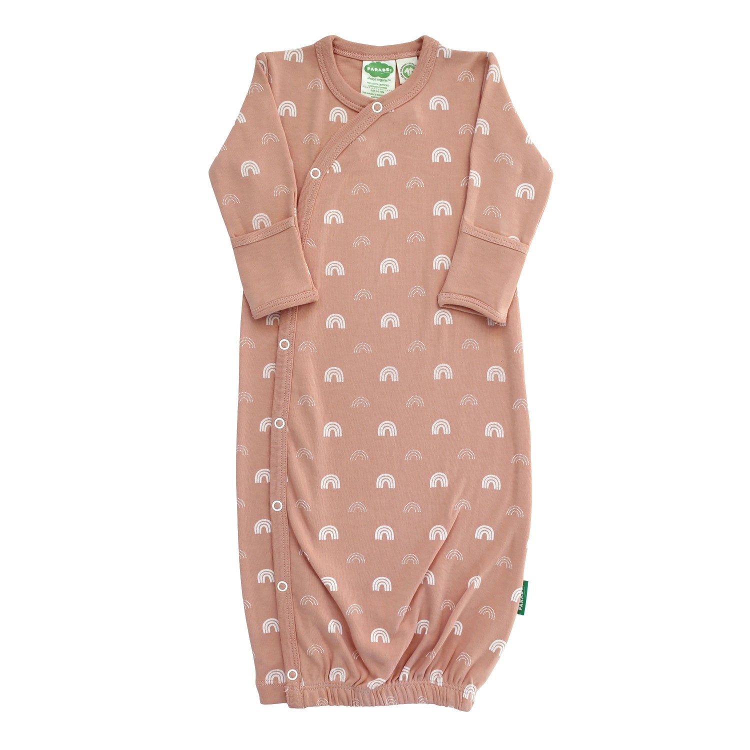 Parade Organics Dusty Pink Rainbows Kimono Gown - Soft Cotton Loungewear for Women | Perfect for Yoga, Beach Cover-Up & Boho Fashion