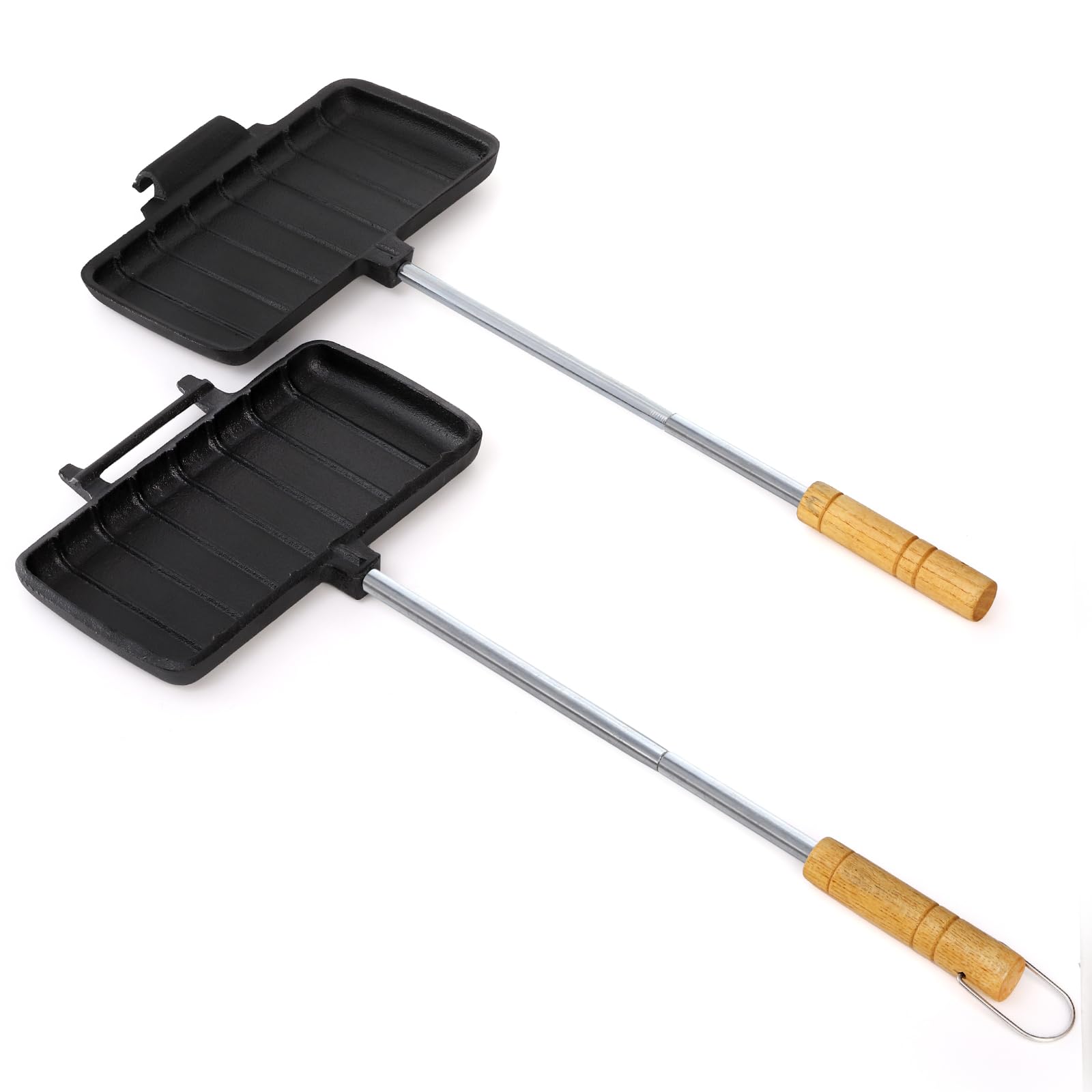 Coloch Double Pie Iron Sandwich Maker - Heavy Duty Cast Iron Campfire Cookware with Long Handle for Outdoor Cooking | Perfect for Camping, Picnics, and Backyard BBQs | Make Delicious Pies, Sandwiches, and More