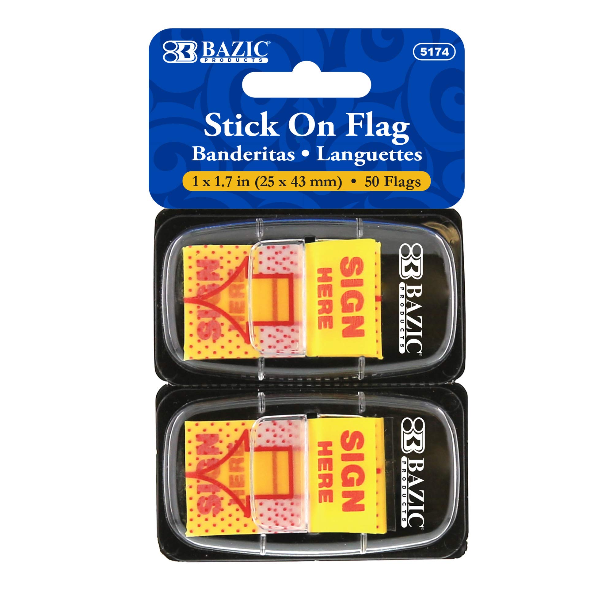 BAZIC Neon Page Markers & Sign Here Flags - 50 Colorful PET Arrow Index Tabs per Pack, 24-Pack Bulk Set for Books, Files, Office & School Organization
