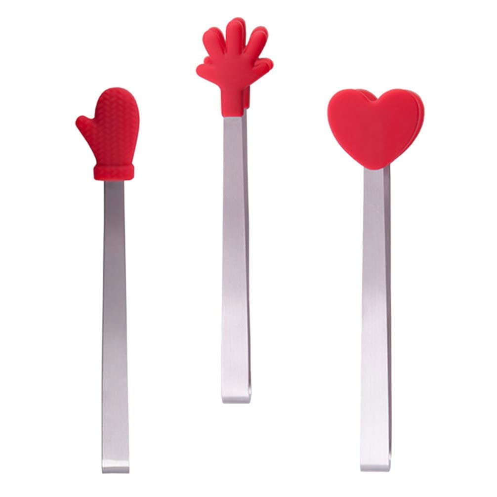 3pcs Mini Stainless Steel Ice Clips - Kitchen Tongs for Bread, Ice Cubes & Baking | Perfect for Restaurants, Food Service & Home Kitchen Use