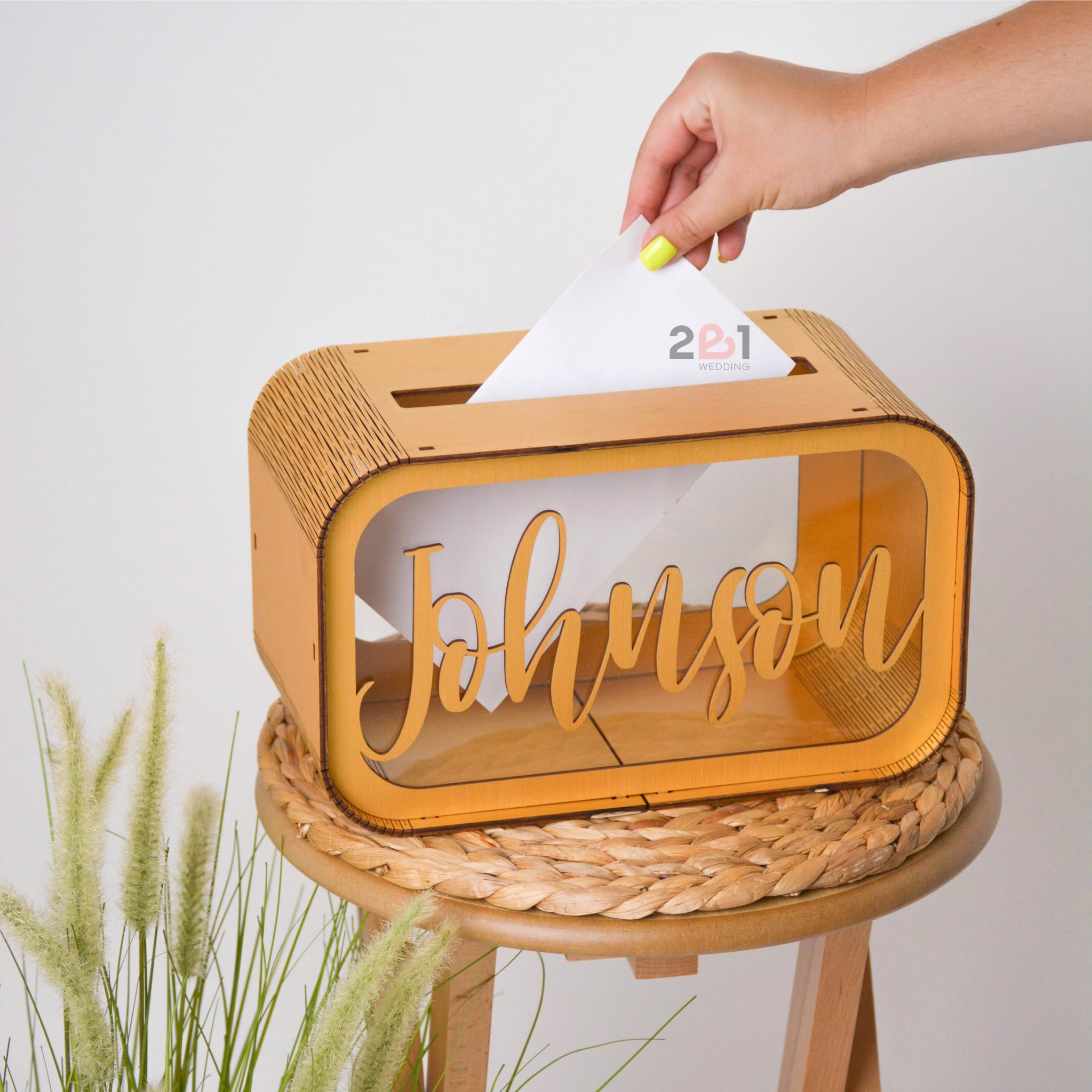 Personalized Wooden Wedding Card Box Holder with Slot - Rustic Keepsake Gift Envelope Box for Outdoor Ceremony Decorations | Perfect for Wedding Showers, Receptions, and Anniversary Parties