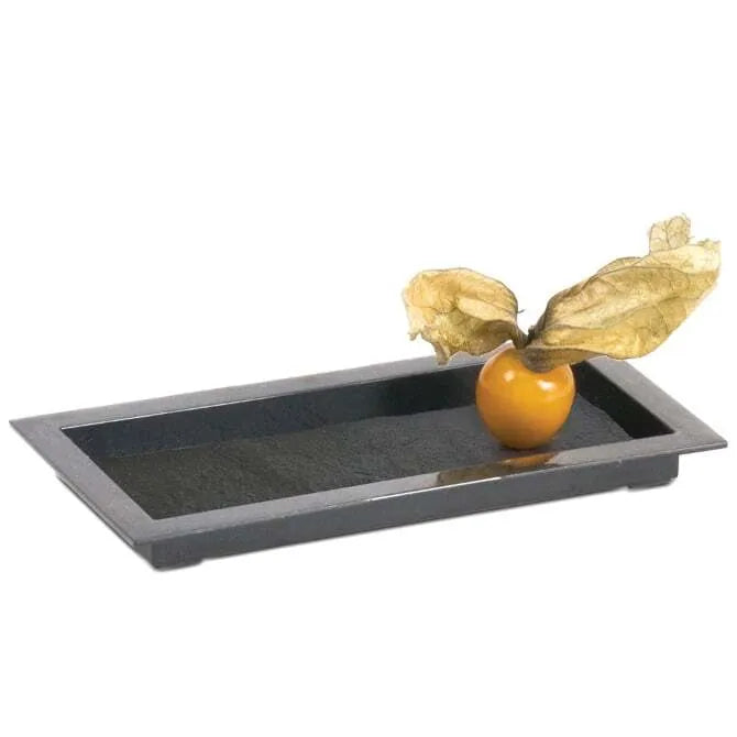 Comatec Faux Slate Rectangular Serving Plates - Set of 5, 12-Inch Elegant Dinner Plates for Home Dining, Party Entertaining & Wedding Decor
