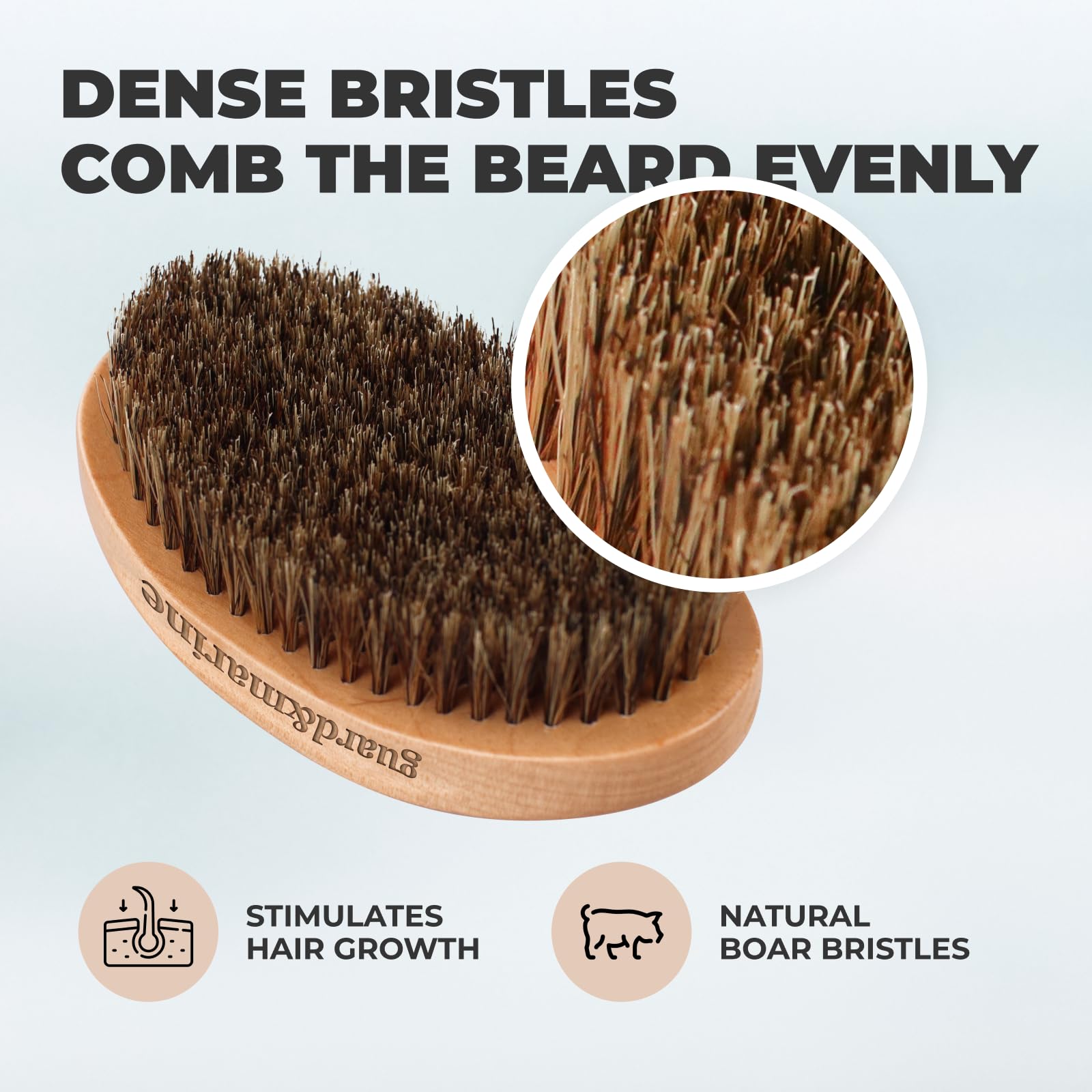 Premium Boar Bristle Beard Brush for Men - Wooden Handle Grooming Tool for Mustache & Facial Hair Care - Softening & Styling at Home or Travel