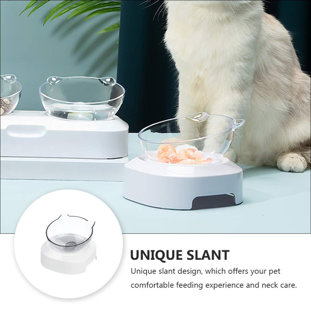 POPETPOP 1-Piece Slanted Pet Food and Water Bowl - Cat & Dog Feeder with Non-Slip Base - Perfect for Mealtime and Hydration at Home or Travel