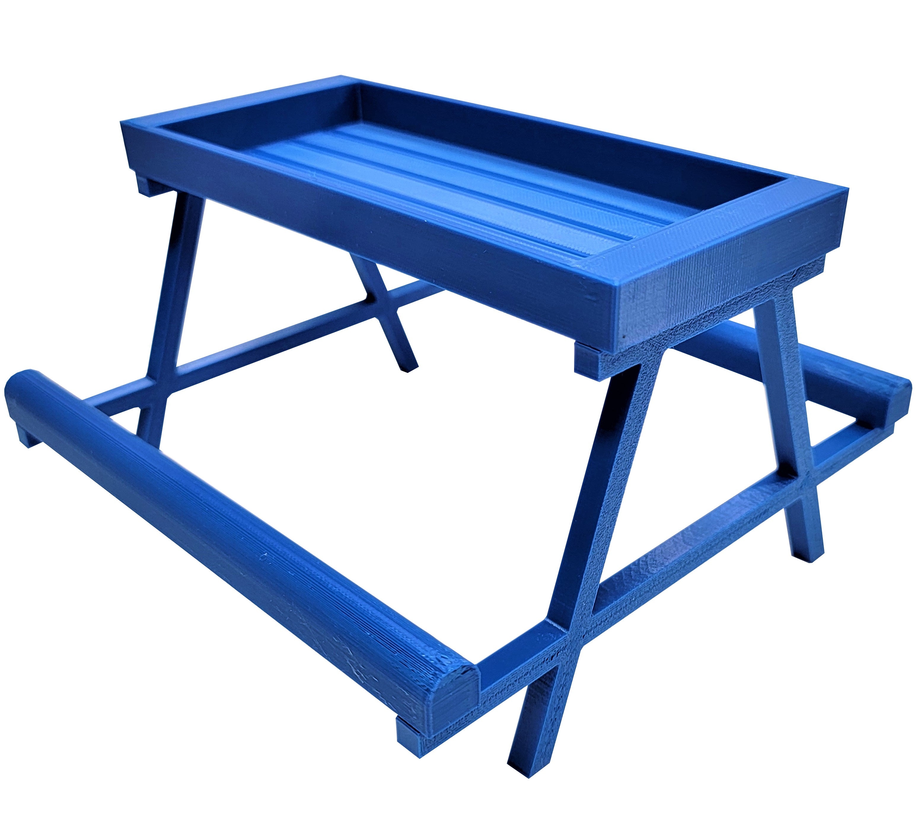 7 Inch Long Blue Chick Picnic Table - Durable Chicken Treat Feeder Bench for Backyard Poultry, Perfect for Outdoor Chicken Coop Accessories & Farm Animal Enrichment