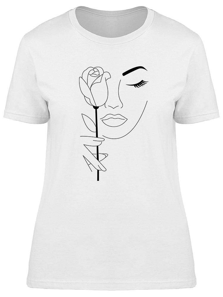 Women's Girl Holding A Rose Graphic Tee - Soft Cotton Casual T-Shirt for Everyday Wear, Date Nights & Street Style Outfits