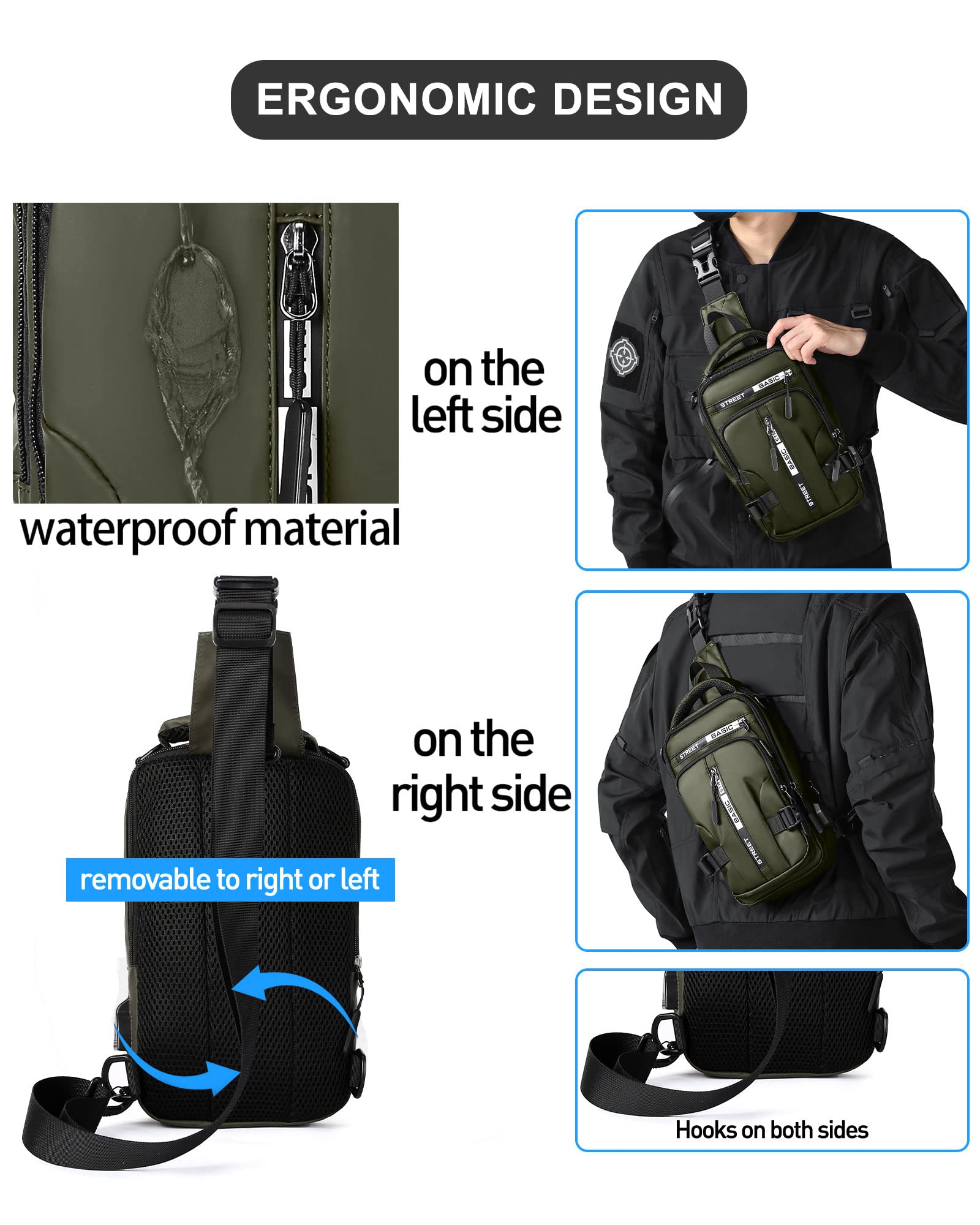 Lightweight Black Sling Crossbody Backpack - Adjustable Shoulder Bag for Men & Women - Perfect for Travel, Gym, Hiking & Everyday Use