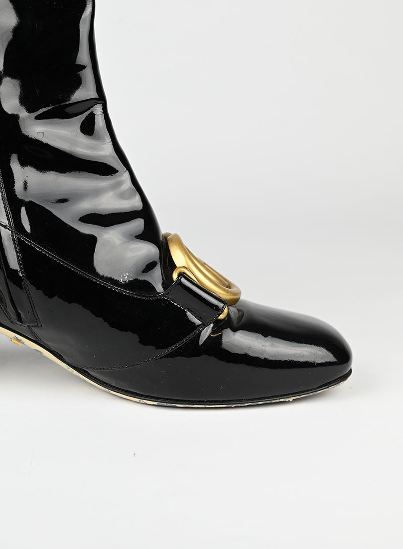 Gucci Black Patent Leather Ankle Boots Size 38 - Stylish & Comfortable for Women's Casual & Evening Wear