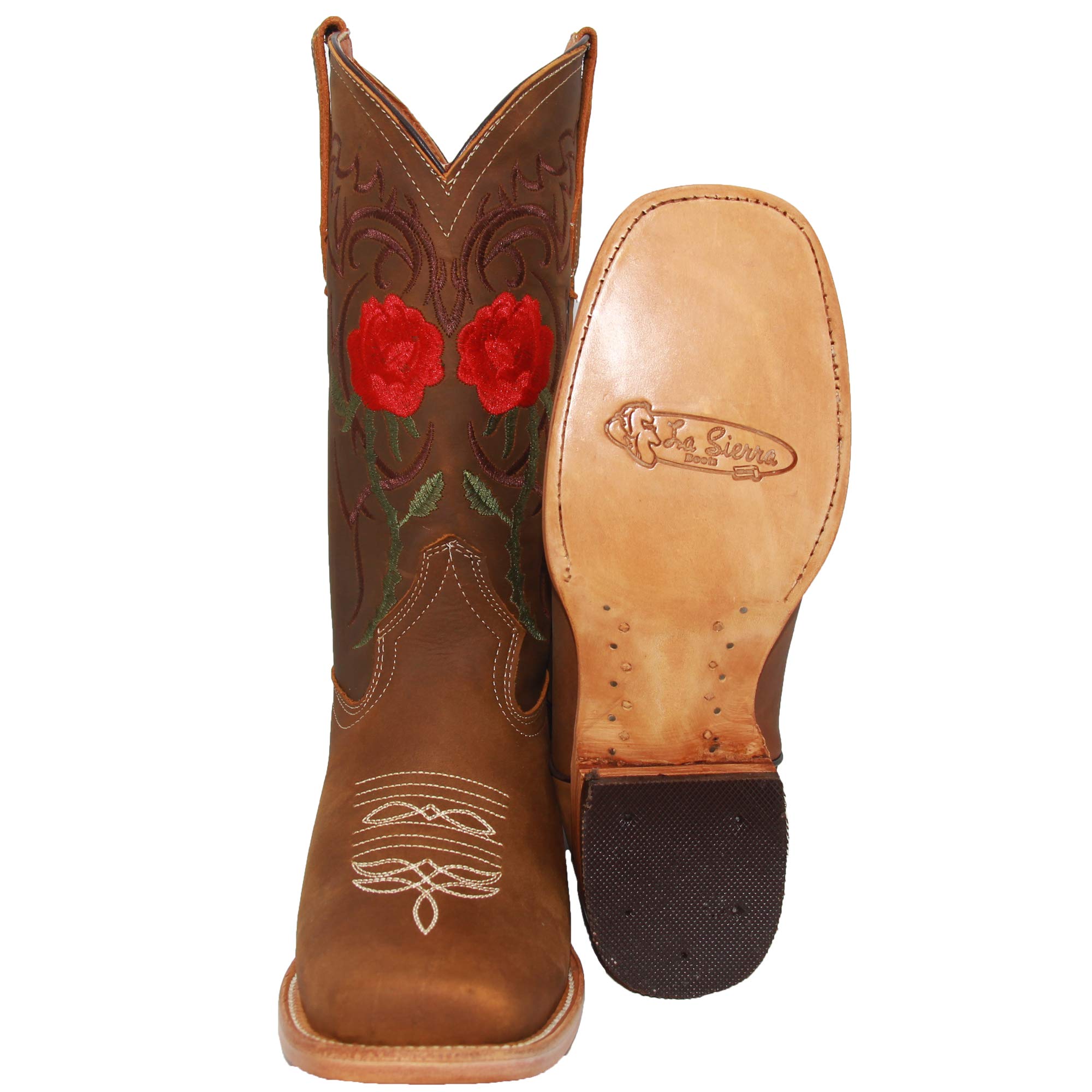 Women's Western Cowgirl Boots - Genuine Leather Floral Embroidered Ankle Boots for Country Dancing, Rodeo & Fashion Outfits