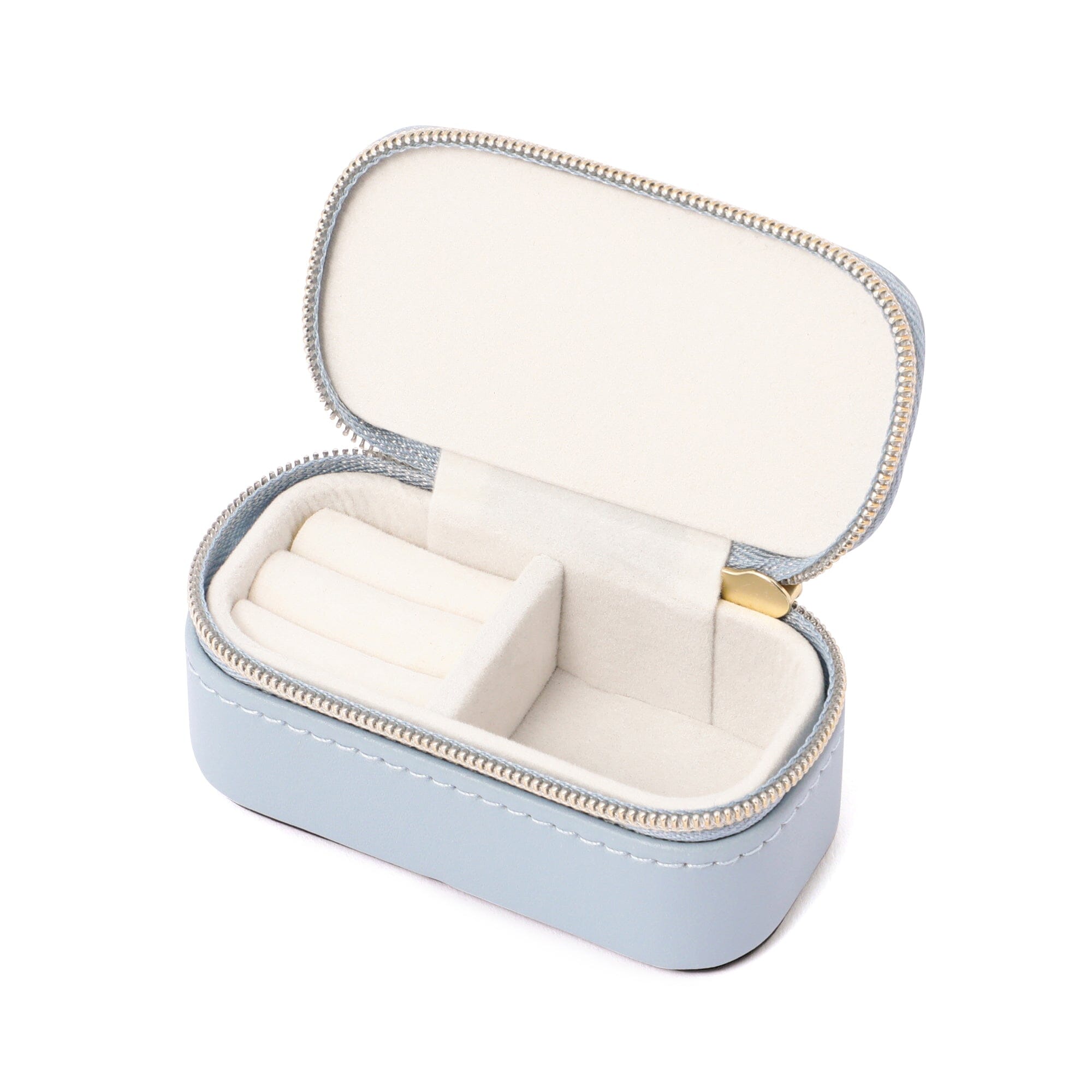 Blue Embroidery Flower Mini Travel Jewelry Box - Portable Organizer for Rings, Necklaces & Earrings | Perfect for Vacation, Business Trips & Gift Giving