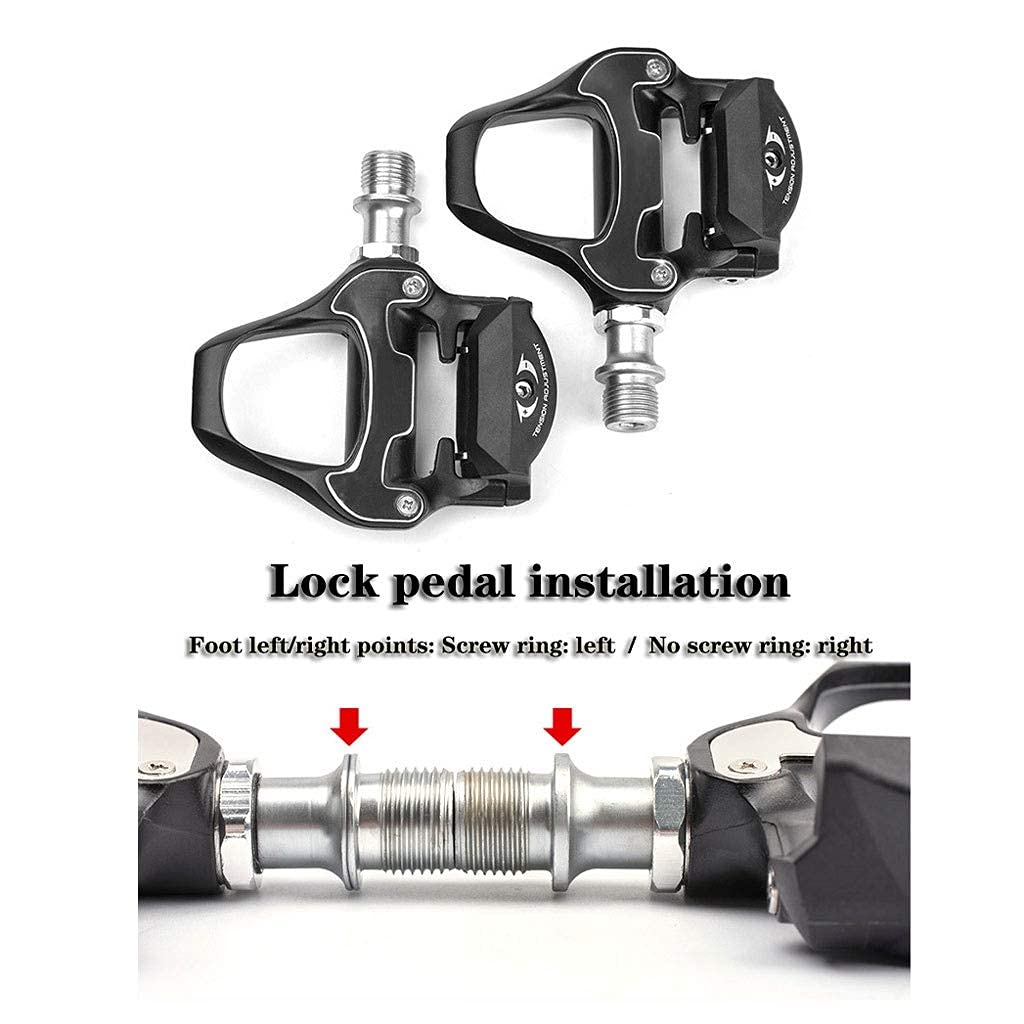 9/16 Road Bike Lock Pedals - Chrome Molybdenum Steel Shaft & Aluminum Alloy SPD-SL Pedals for Cycling - Perfect for Commuting, Road Racing & Training