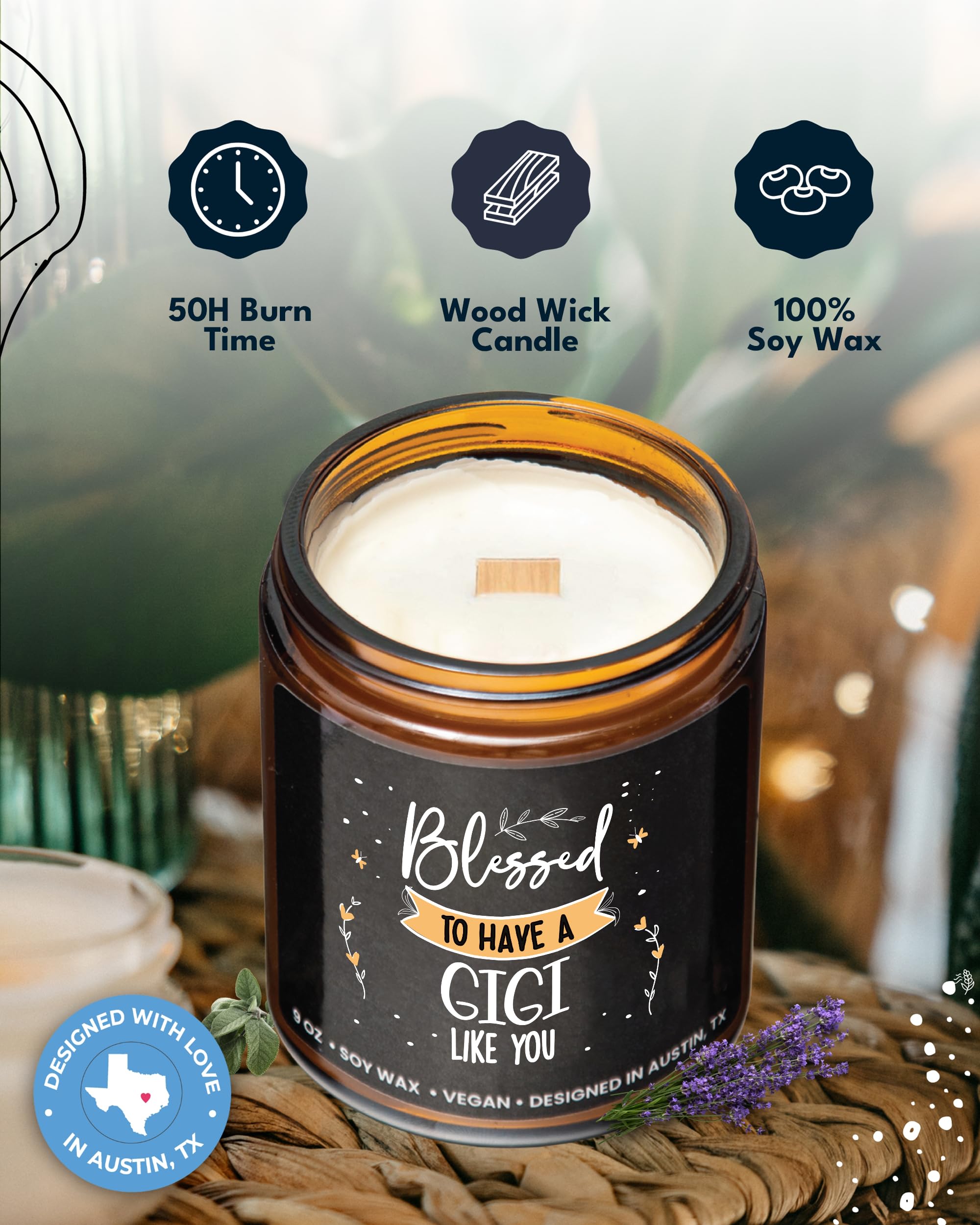 Gigi Scented Candle - Best Mother's Day, Birthday & Christmas Gifts for Grandma - Soy Wax Aromatherapy Candle with Relaxing Fragrance - Perfect for Home Decor, Spa Nights & Thoughtful Gift Giving