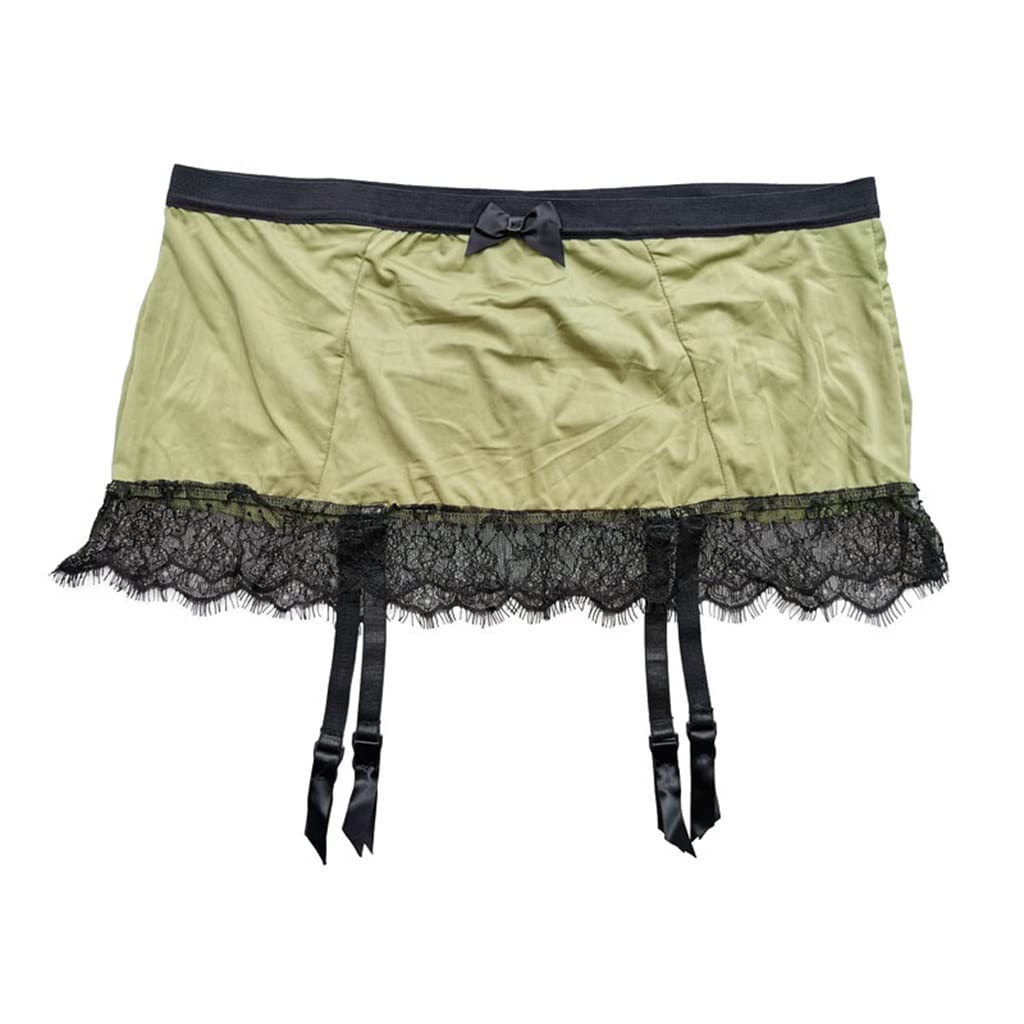 Green Bow Lace Plus Size Garter Belt with Removable Straps & Metal Buckles - Sexy Lingerie for Women | Perfect for Stockings, Bridal, and Special Occasions (Color: Green, Size: Small)