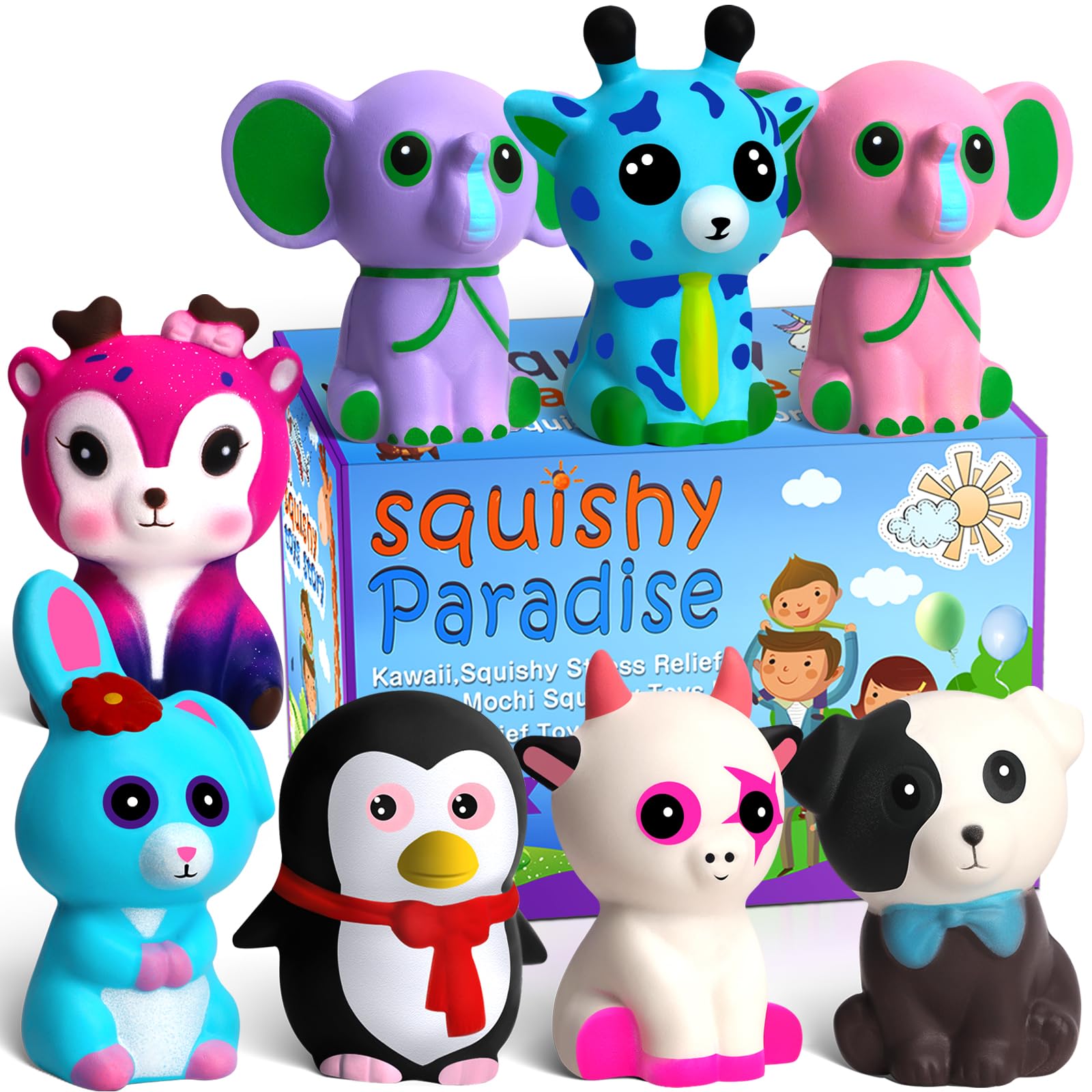 Jumbo Squishy Toys 8-Pack - Slow Rising Stress Relief for Kids & Adults