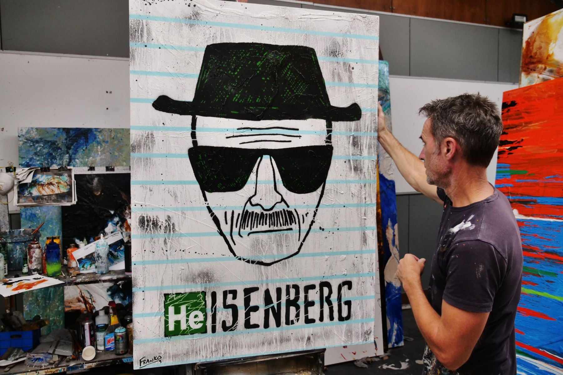 Heisenberg Textured Urban Pop Art Painting - 140cm x 100cm Modern Canvas Wall Decor for Living Room, Bedroom & Office | Inspired by Breaking Bad TV Show