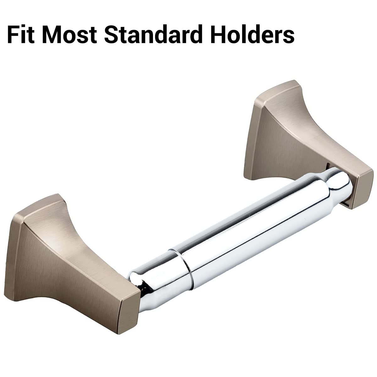 Stainless Steel Spring Loaded Toilet Paper Holder Replacement Rod - Chrome Plated Bathroom Tissue Roller for Home, RV & Office Use