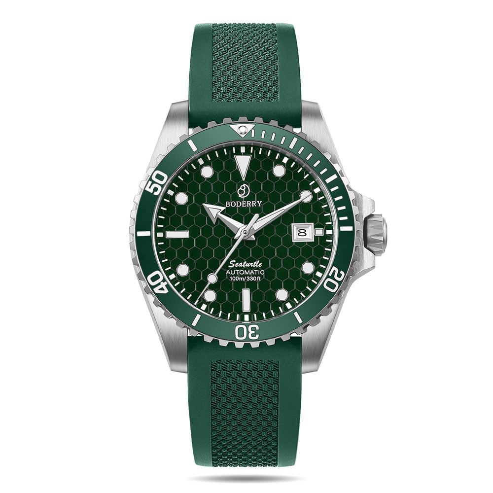 BODERRY Men's Automatic Dive Watch - Japanese Movement, Titanium Case, Sapphire Crystal, 100M Waterproof, Swiss Super Luminova, Screw Down Crown - Perfect for Scuba Diving, Swimming & Outdoor Adventures