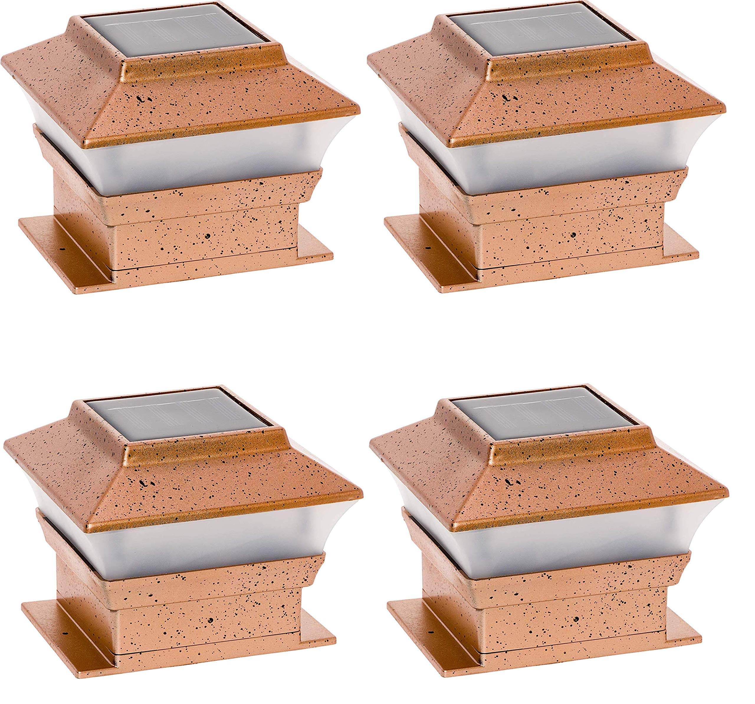 Solar Powered Outdoor Post Cap Lights for 4x4 Wooden Posts - Weatherproof Copper Deck Lighting (4-Pack) - Perfect for Patio, Garden, Pathway & Fence Illumination