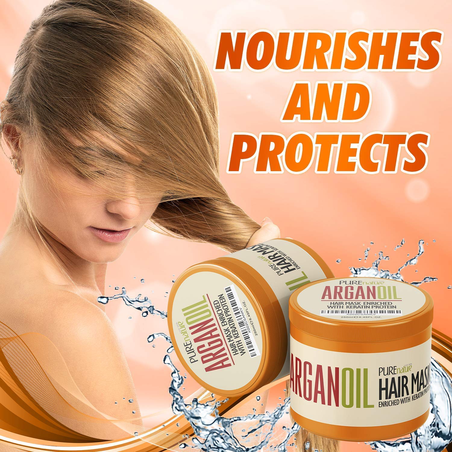 Pure Nature Moroccan Argan Oil Conditioner & Hair Mask - Deep Hydration for Dry, Damaged Hair - Salon Quality Treatment for Frizz Control & Shine Enhancement - Perfect for Daily Use & Hair Repair