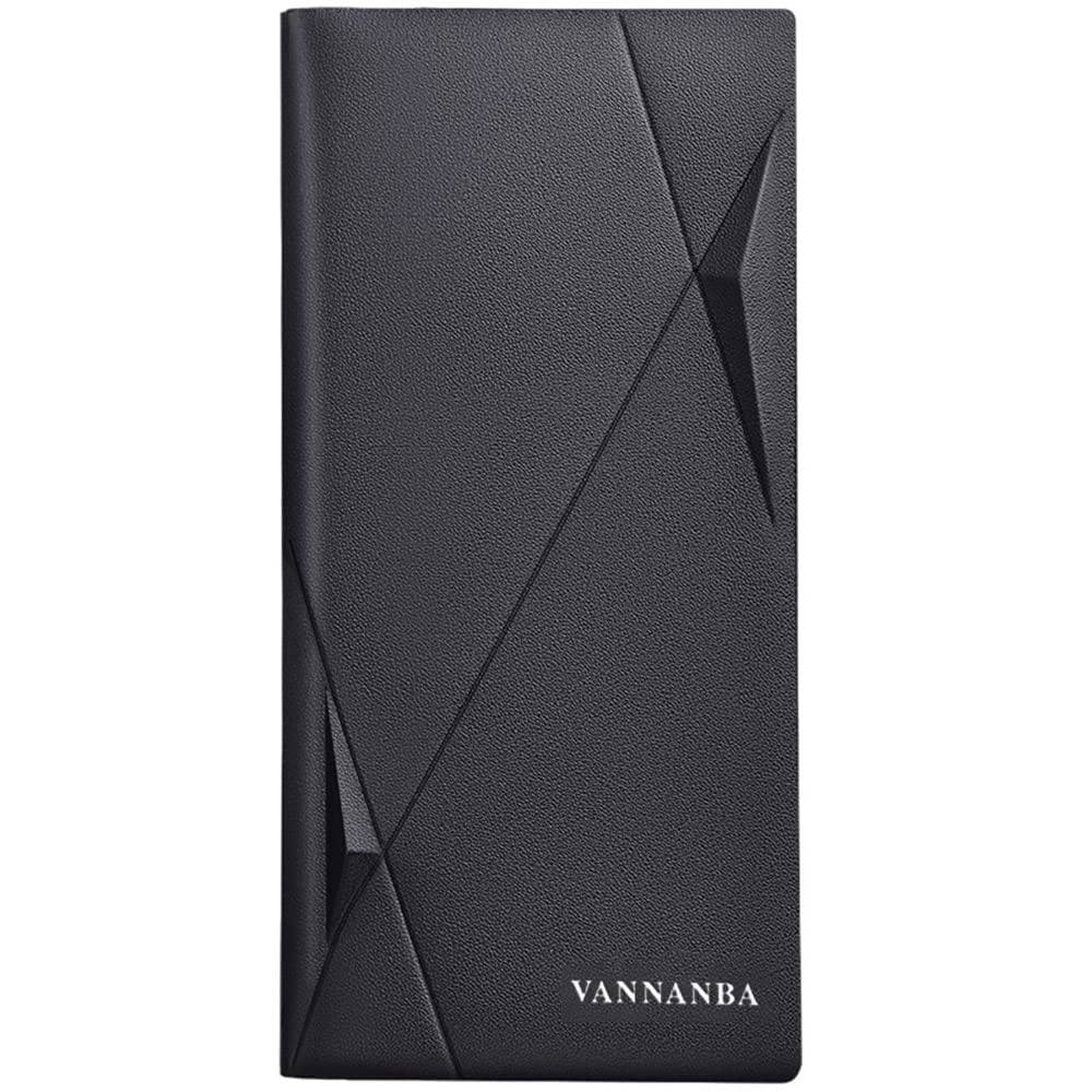 VANNANBA Slim RFID Blocking Leather Wallet for Men - Thin Bifold Credit Card Holder with ID Window & Gift Box (Black) | Perfect for Travel, Business & Everyday Use