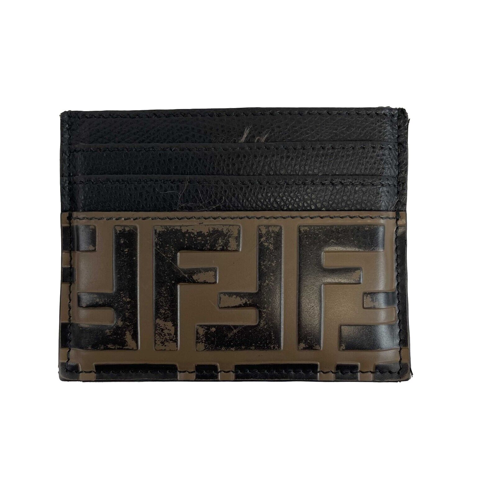 Fendi Monogram FF Leather Card Holder Wallet for Men & Women - Black & Brown with Keychain Kit - Perfect for Everyday Use, Travel & Gifting