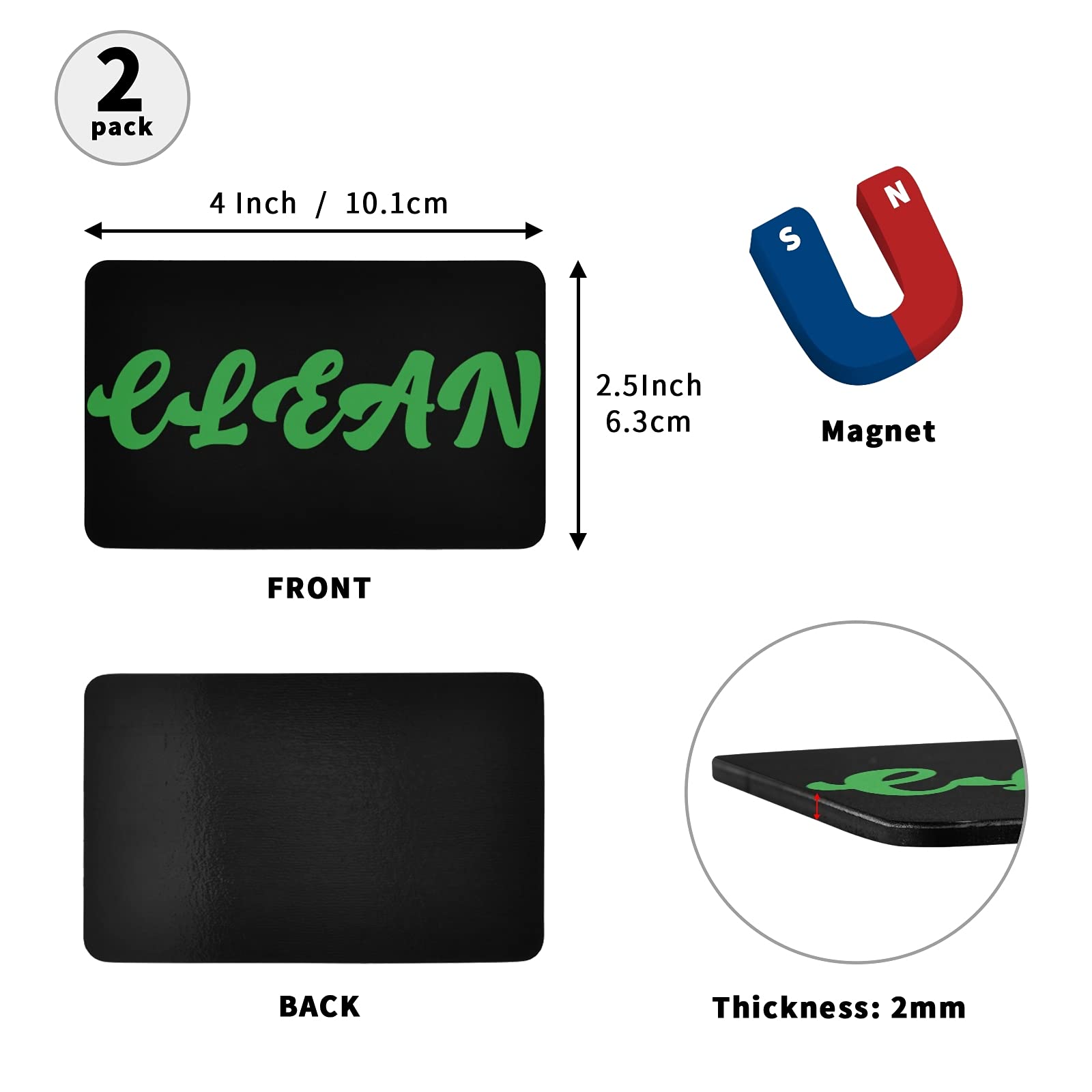 Aflyko 2 Pack Dishwasher Magnet Sign - Clean/Dirty Indicator for Kitchen, Fridge, Appliances - Waterproof Decorative Fridge Magnet 4