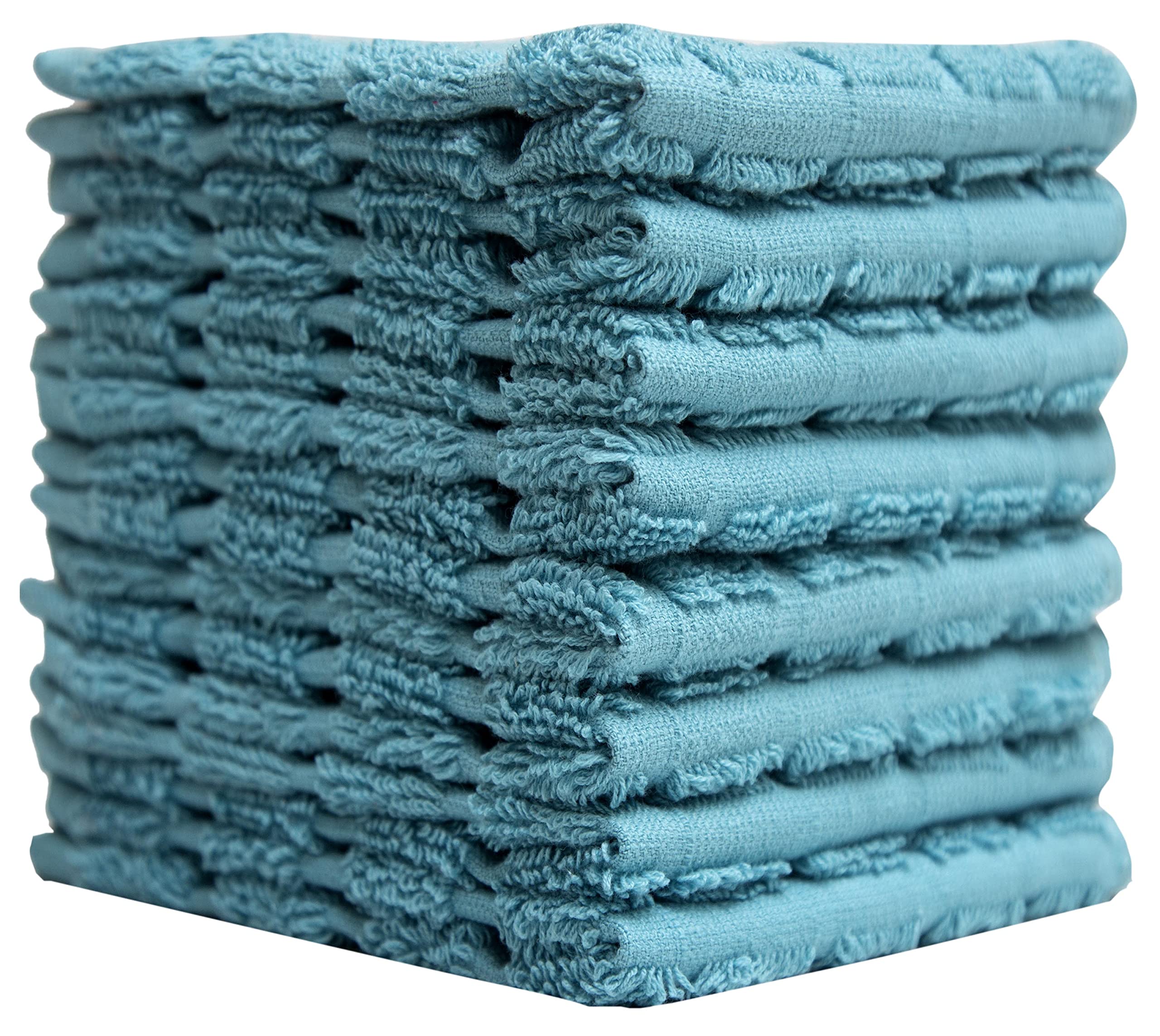 Premium Cotton Kitchen Dishcloths (12”x12” 8 Pack) – Ultra Absorbent 420 GSM Dish Towels for Washing Dishes, Cleaning & Drying – Aqua Check Design for Modern Kitchens