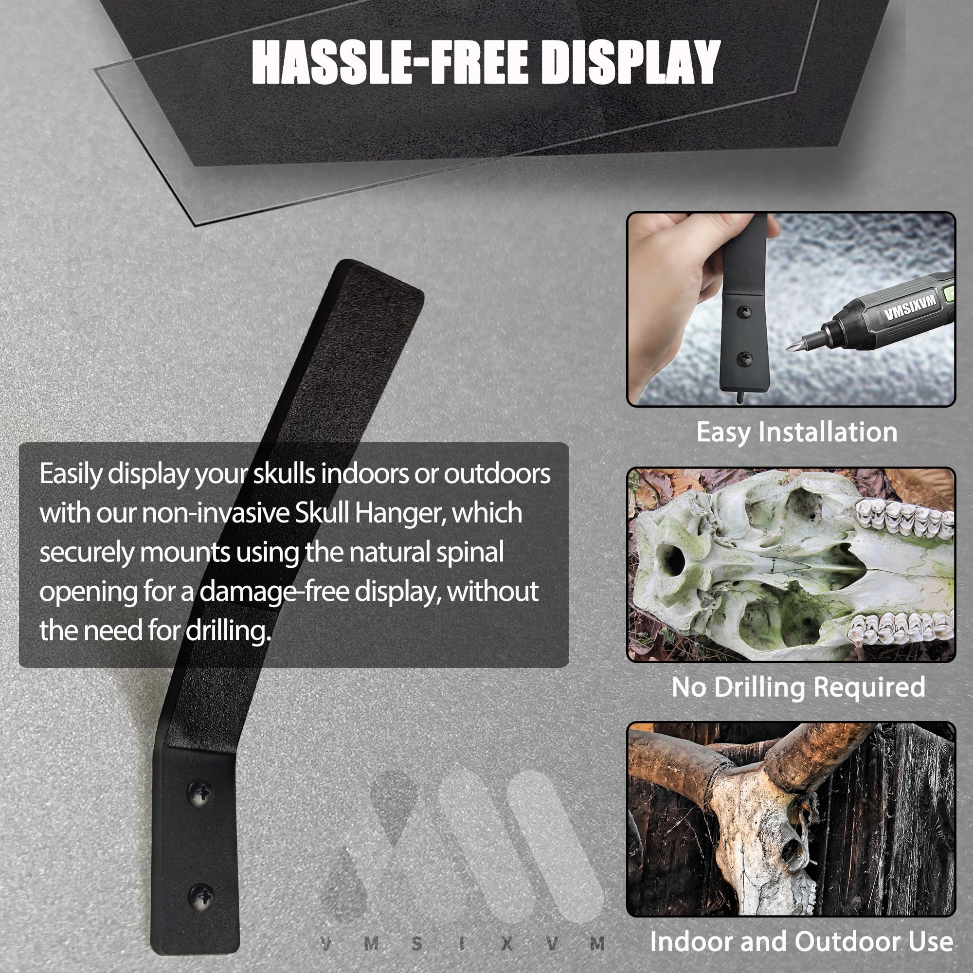 European Mount Skull Hanger - Large Euro Mount Deer Skull Hangers for Deer, Buffalo, Pronghorn & Bear Skulls - Heavy Duty Wall Mount with Easy Install Kit - Perfect for Hunting Cabin, Man Cave & Outdoor Decor