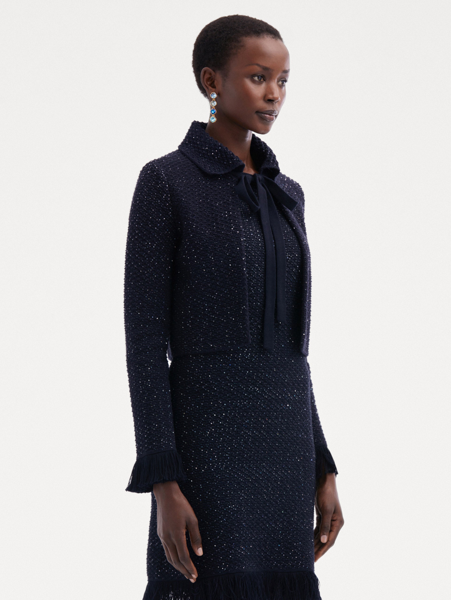 Stylish Sequin Tweed Jacket for Women - Elegant Blazer with Sparkle Details | Perfect for Parties, Weddings & Evening Events