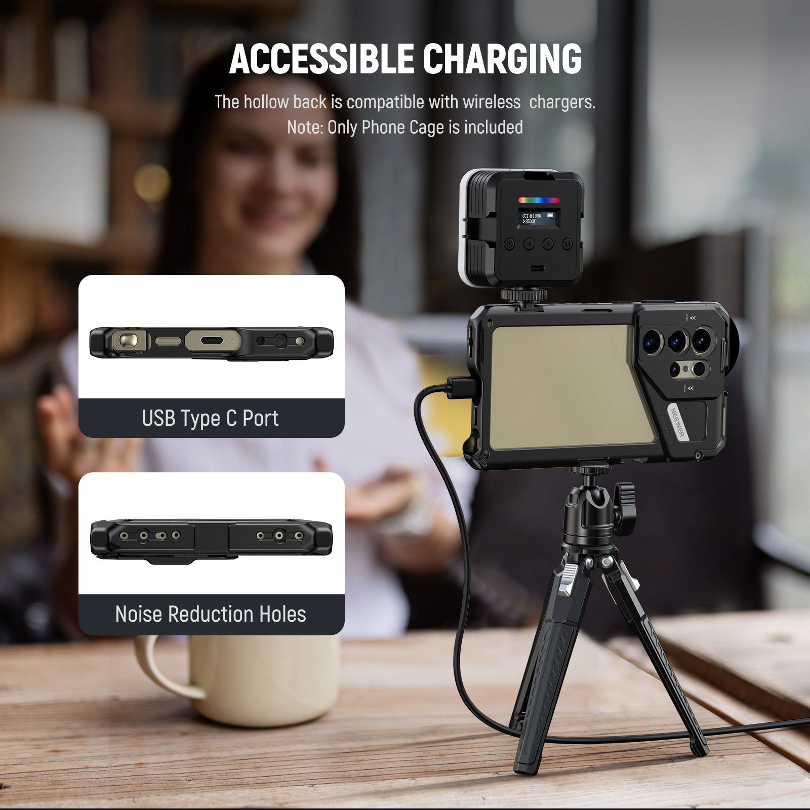 NEEWER PA042 Universal Phone Cage Mount for Samsung Galaxy S24 Ultra - Perfect for Smartphone Videography, Vlogging & Live Streaming