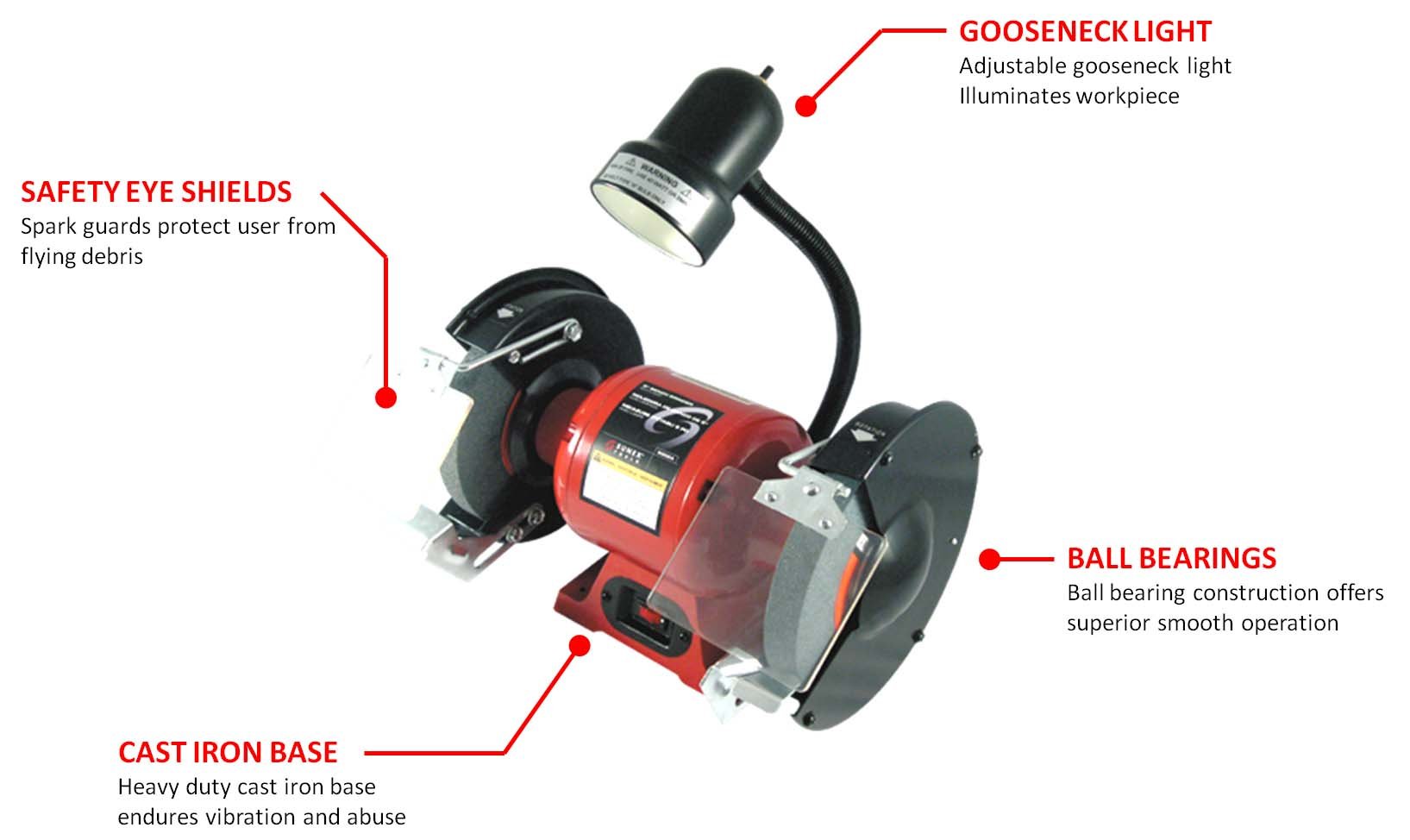 Sunex 8 Inch Heavy Duty Bench Grinder with Dual Wheels - Perfect for Metalworking, Sharpening Tools, and DIY Projects in Workshops & Garages
