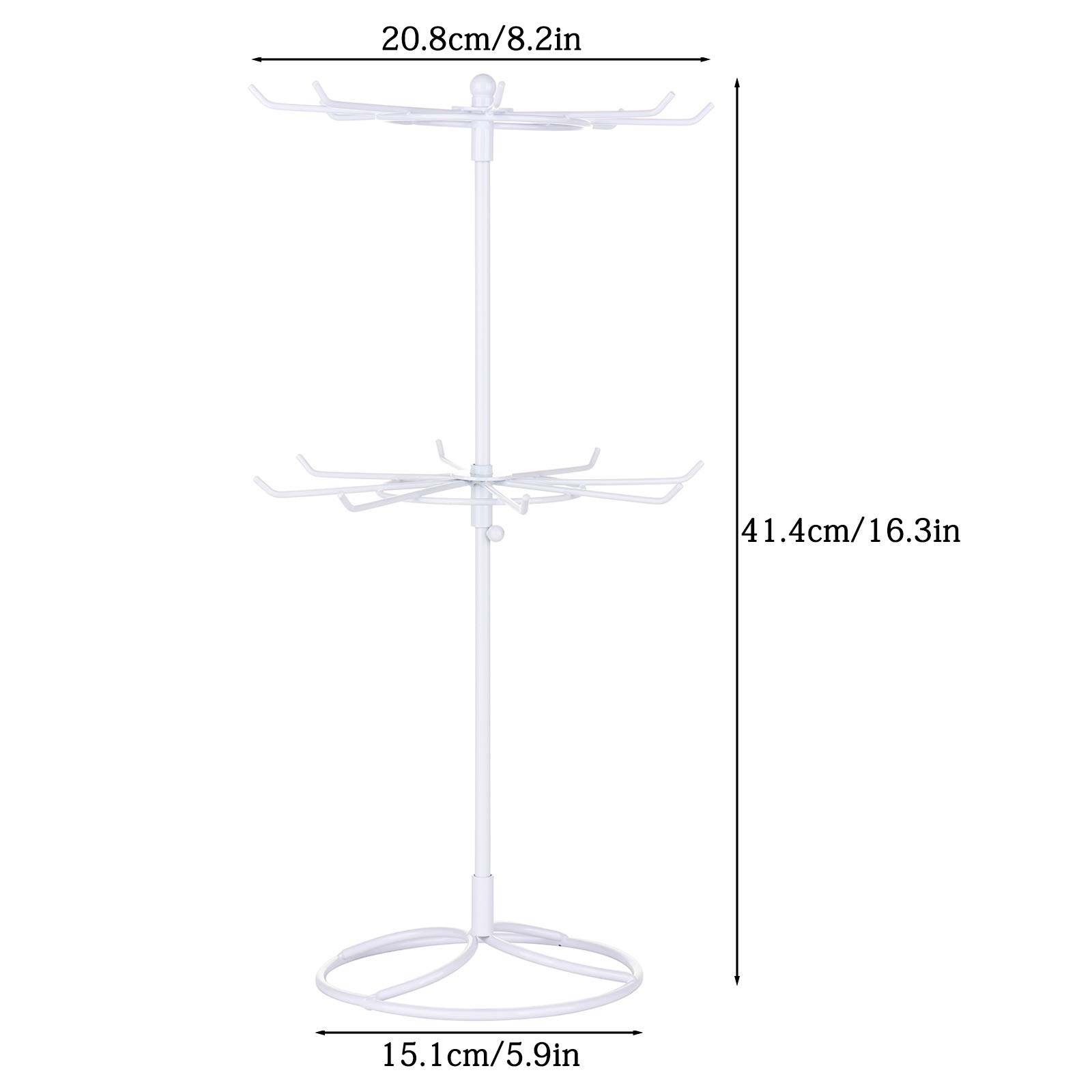 BOICXM 2 Tier Rotating Jewelry Display Stand - Spinning Bracelet & Necklace Organizer with Sign Card Holder - Retail Store Countertop Jewelry Rack for Bracelets, Necklaces, Keychains (Pink/White) - Perfect for Boutiques, Jewelry Stores & Trade Show Displays