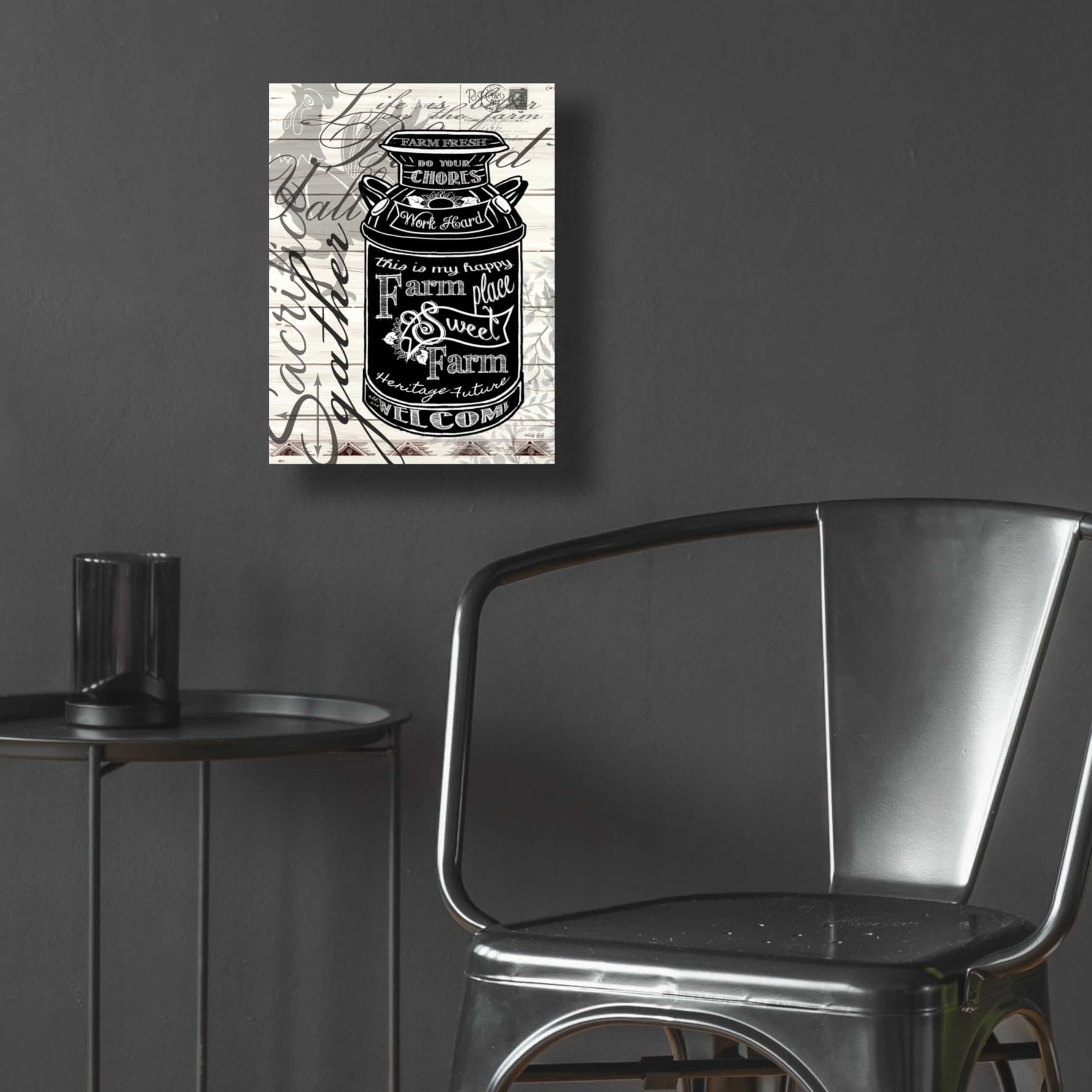 Farm Sweet Farm Milk Can Acrylic Glass Wall Art by Cindy Jacobs - 12x16 Inches Countryside Home Decor for Kitchen, Living Room & Farmhouse Style Interiors