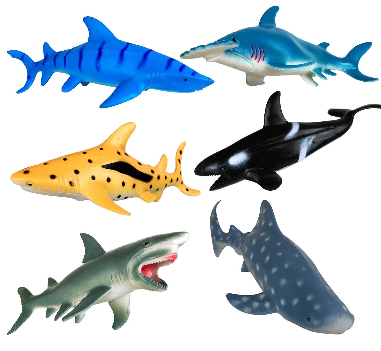 Shark Toys Figures - 6 Piece Ocean Animal Set, Plastic Sea Creatures for Kids, Aquatic Educational Toys, Perfect for Birthday Gifts & Underwater Playtime