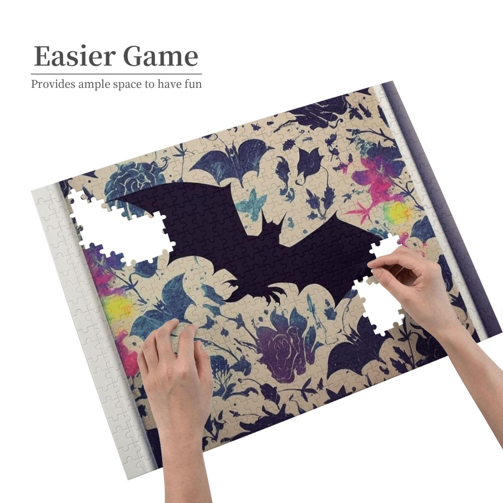 500-Piece Wooden Jigsaw Puzzle with Bat Print - Personalized Photo Puzzle for Adults - Classic Family Game for Wedding, Birthday & Valentine's Day Gifts (20.4