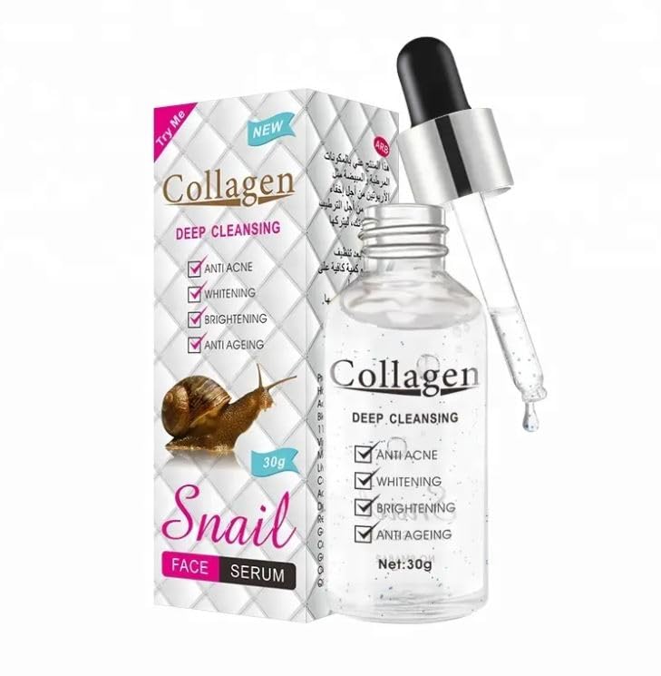Organic Anti-Aging & Acne Treatment Face Serum with Snail Mucin & Collagen | Whitening & Repair Skin Care for Women | Daily Hydration & Night Routine