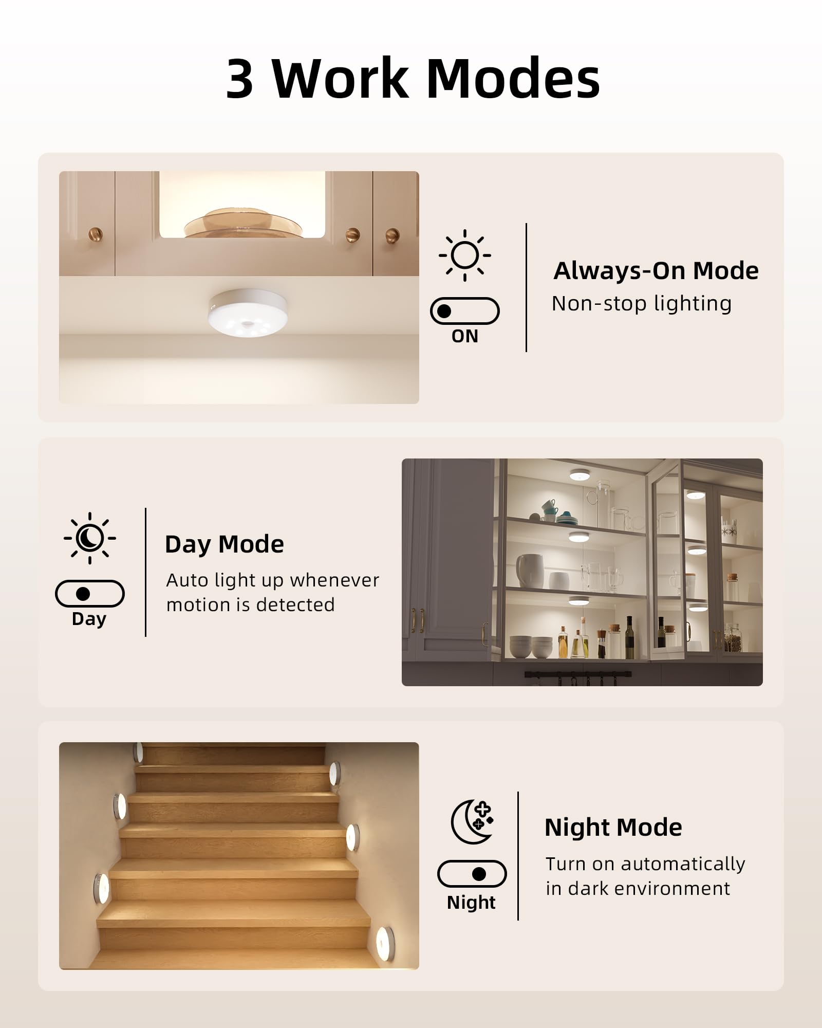 EZVALO Rechargeable Under Cabinet Lighting with Motion Sensor & Remote - 3 Color Temperatures & 12 RGB LED Puck Lights - Dimmable Magnetic Battery-Operated LED Lights for Kitchen Counter (6 Pack) - Perfect for Pantry, Closet & Night Light Use